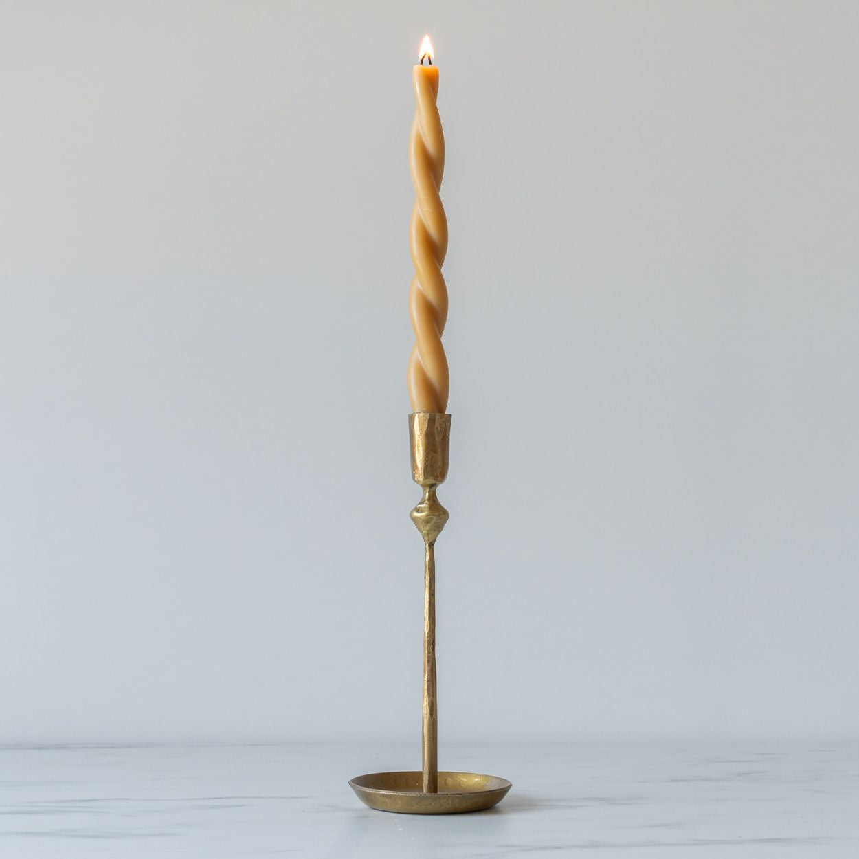 Antiqued Brass Candle Holder with Saucer - Rug & Weave