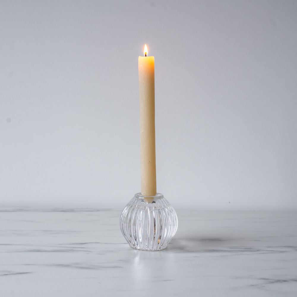 Ridged Glass Taper/Votive Holder Clear - Rug & Weave