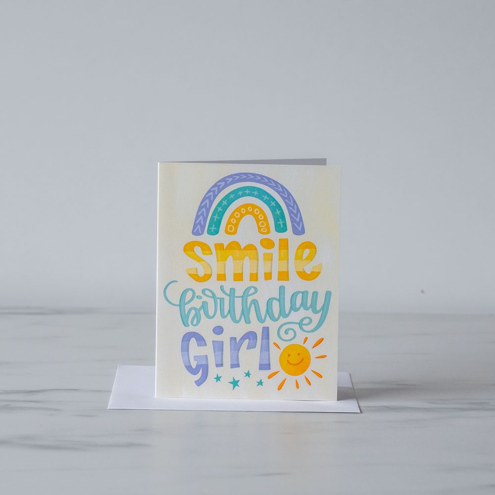 Children's Birthday Card - Smile Birthday Girl - Rug & Weave