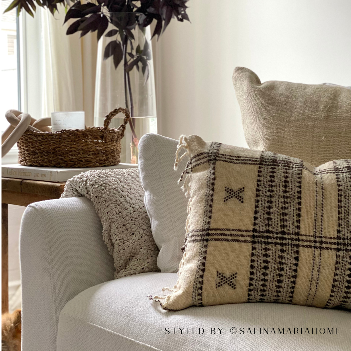 Cream Bhujodi Fringe Pillow Cover 1 - PILLOWS - Bhujodi - neutral Rug & Weave Pillows