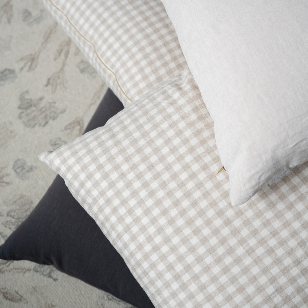 Gingham Linen Pillow Cover 1 - PILLOWS - linen - neutral Rug & Weave Pillows