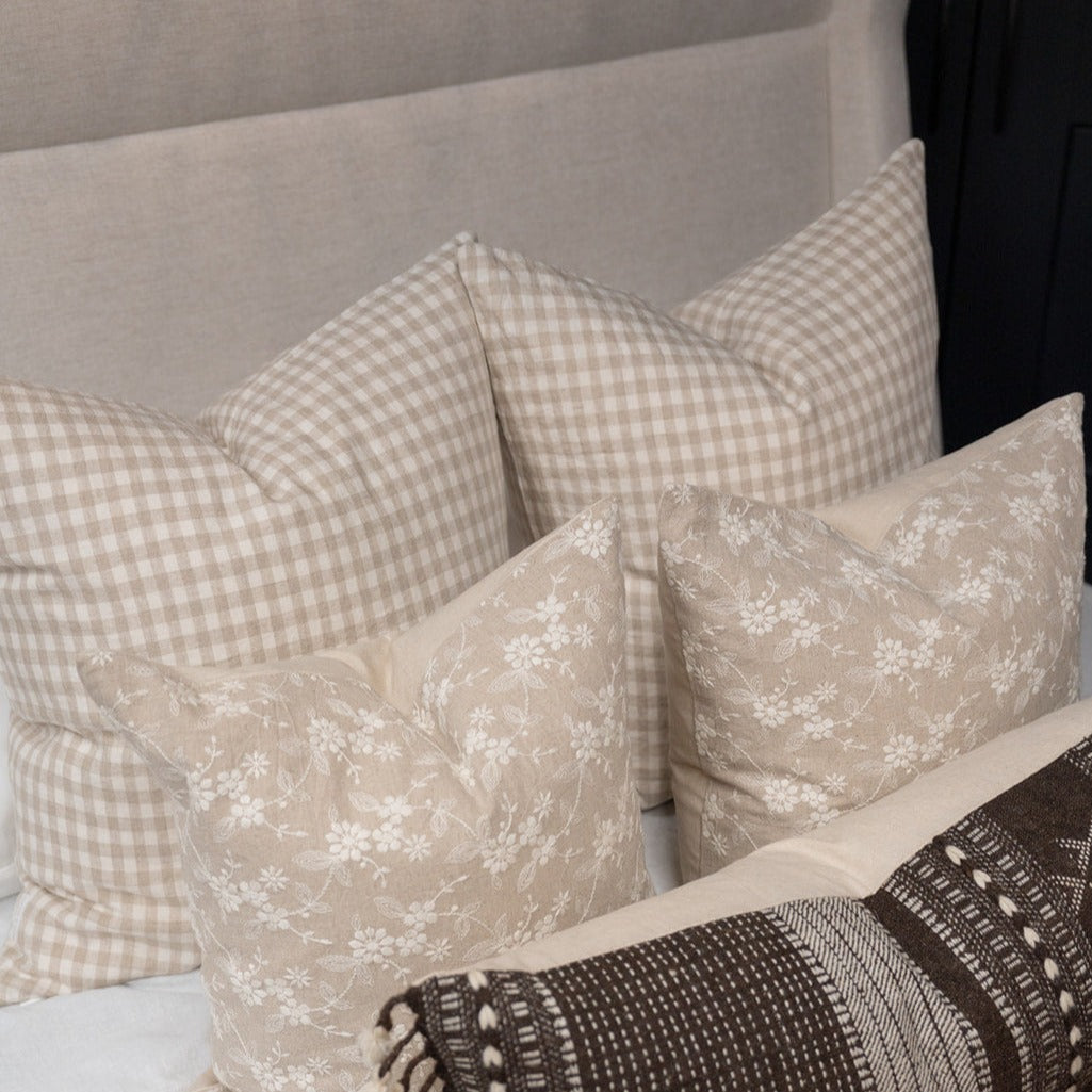 Gingham Linen Pillow Cover 1 - PILLOWS - linen - neutral Rug & Weave Pillows