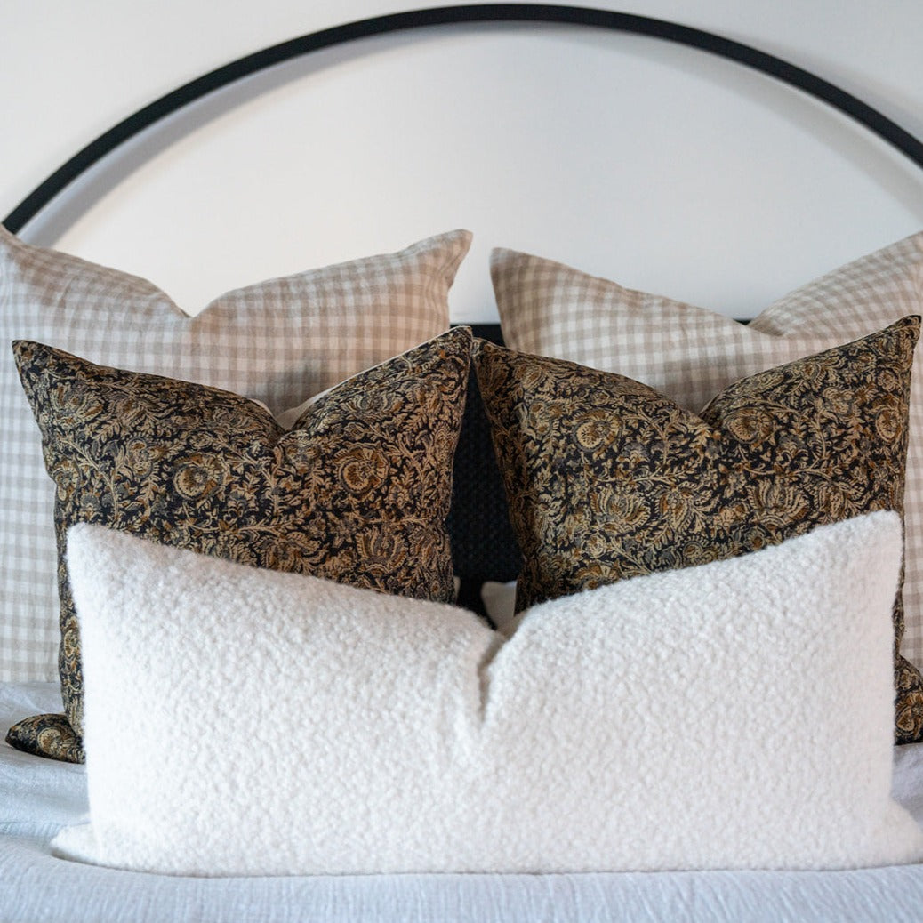 Gingham Linen Pillow Cover 1 - PILLOWS - linen - neutral Rug & Weave Pillows
