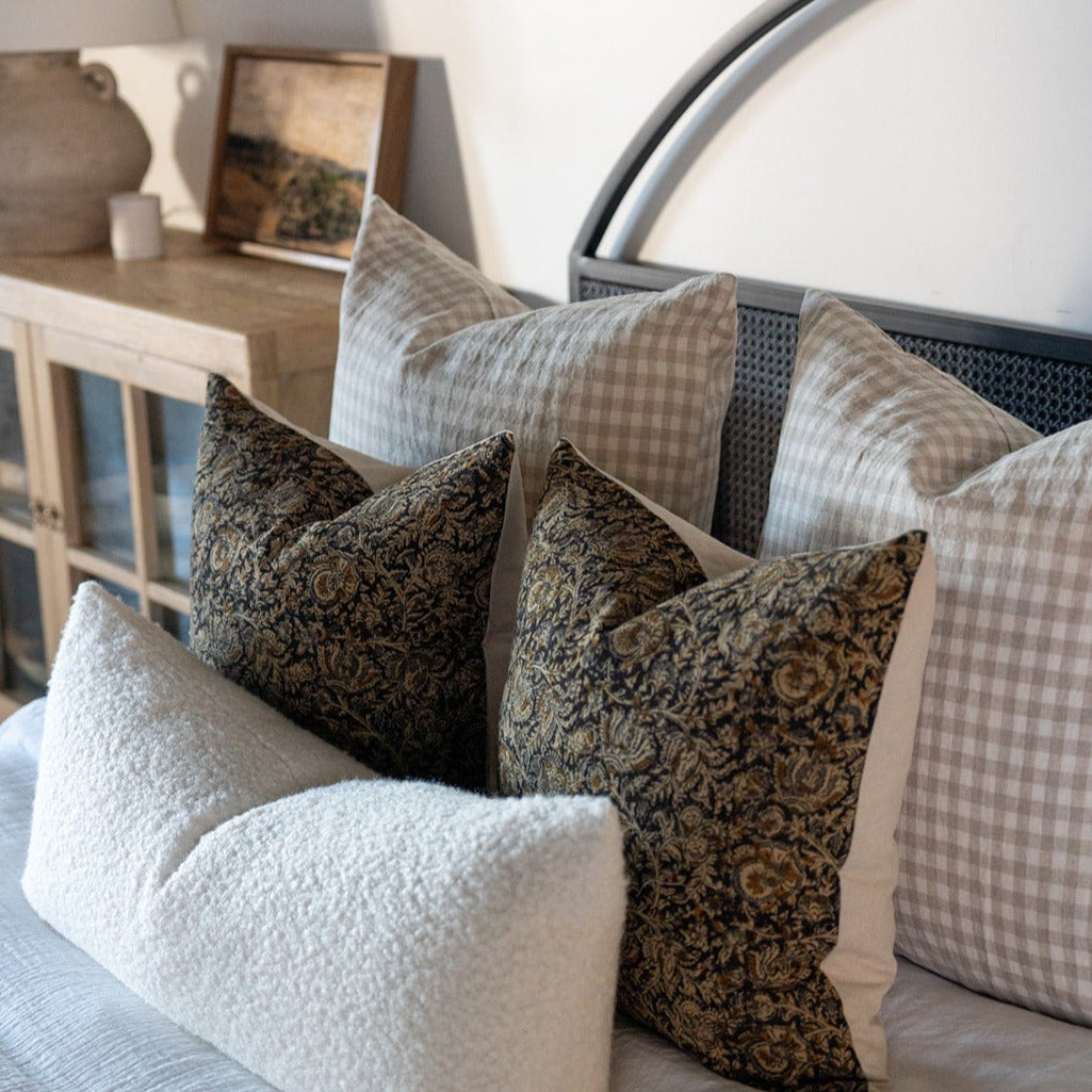Gingham Linen Pillow Cover 1 - PILLOWS - linen - neutral Rug & Weave Pillows