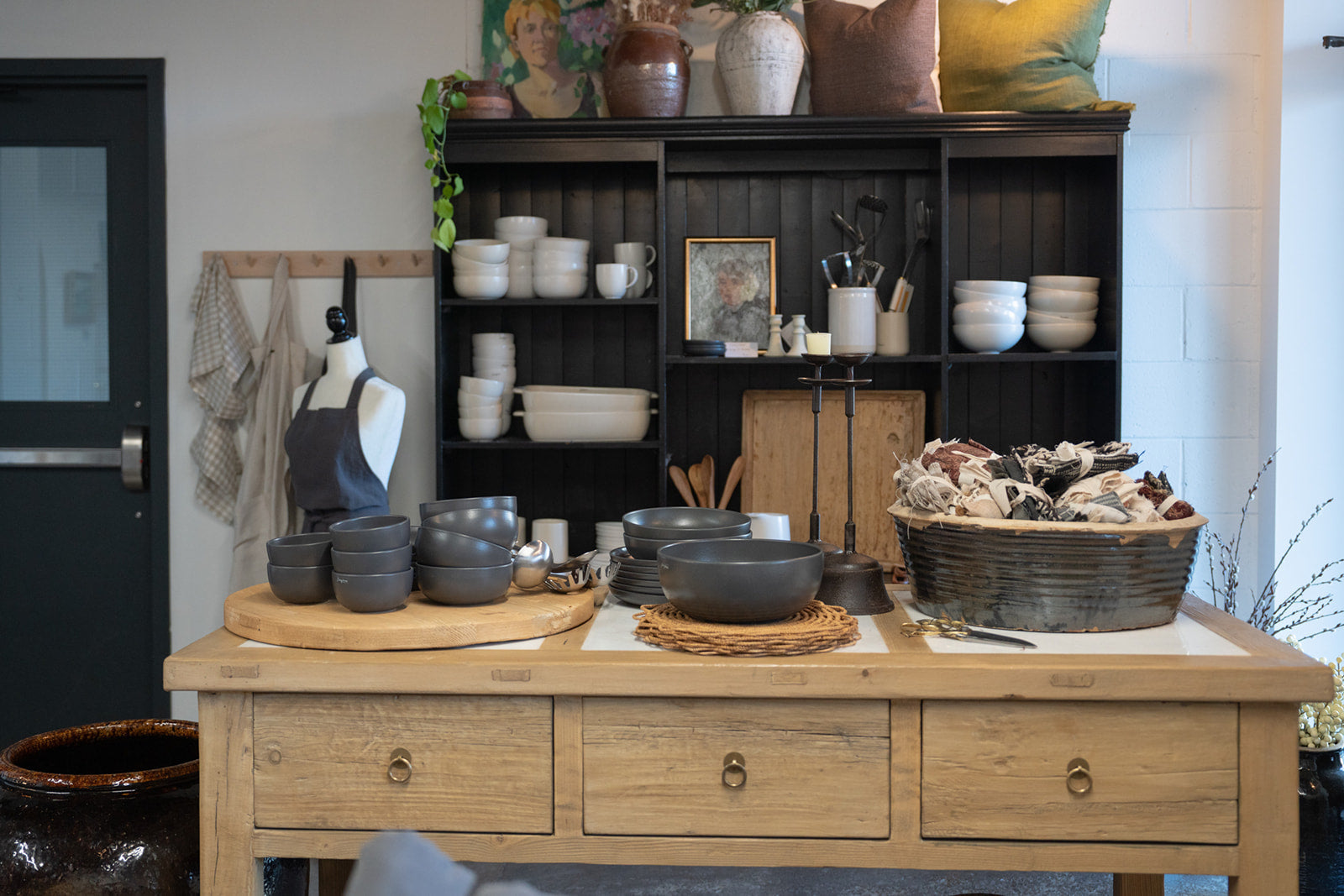 FLOOR MODEL - Sawyer Reclaimed Wood Island with Marble inserts FURNITURE - floor model Hauer Market