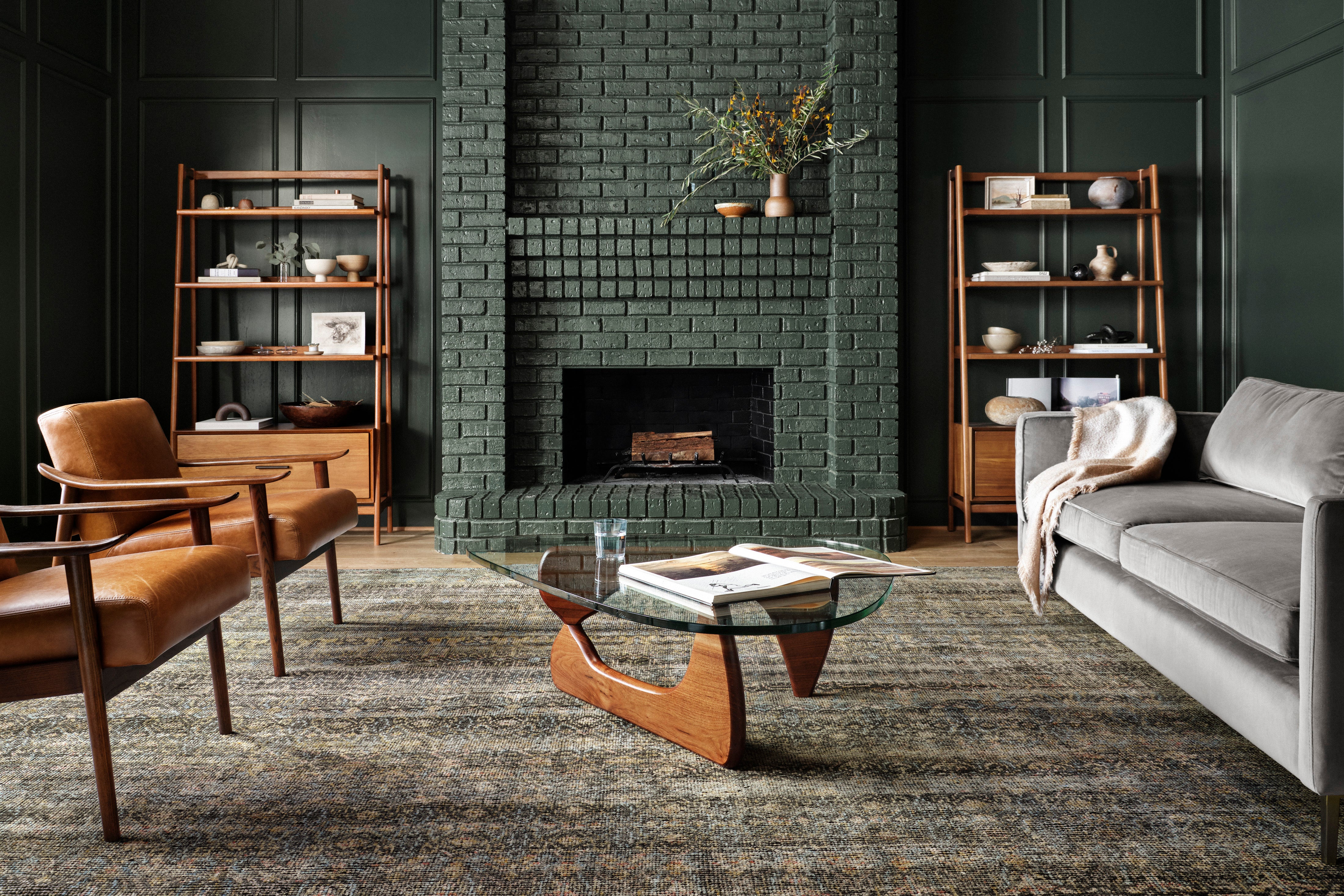 Loloi Amara Charcoal / Lagoon Rug 1-RUGS - patterned Loloi