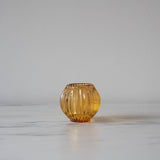 Ridged Glass Taper/Votive Holder Amber - Rug & Weave