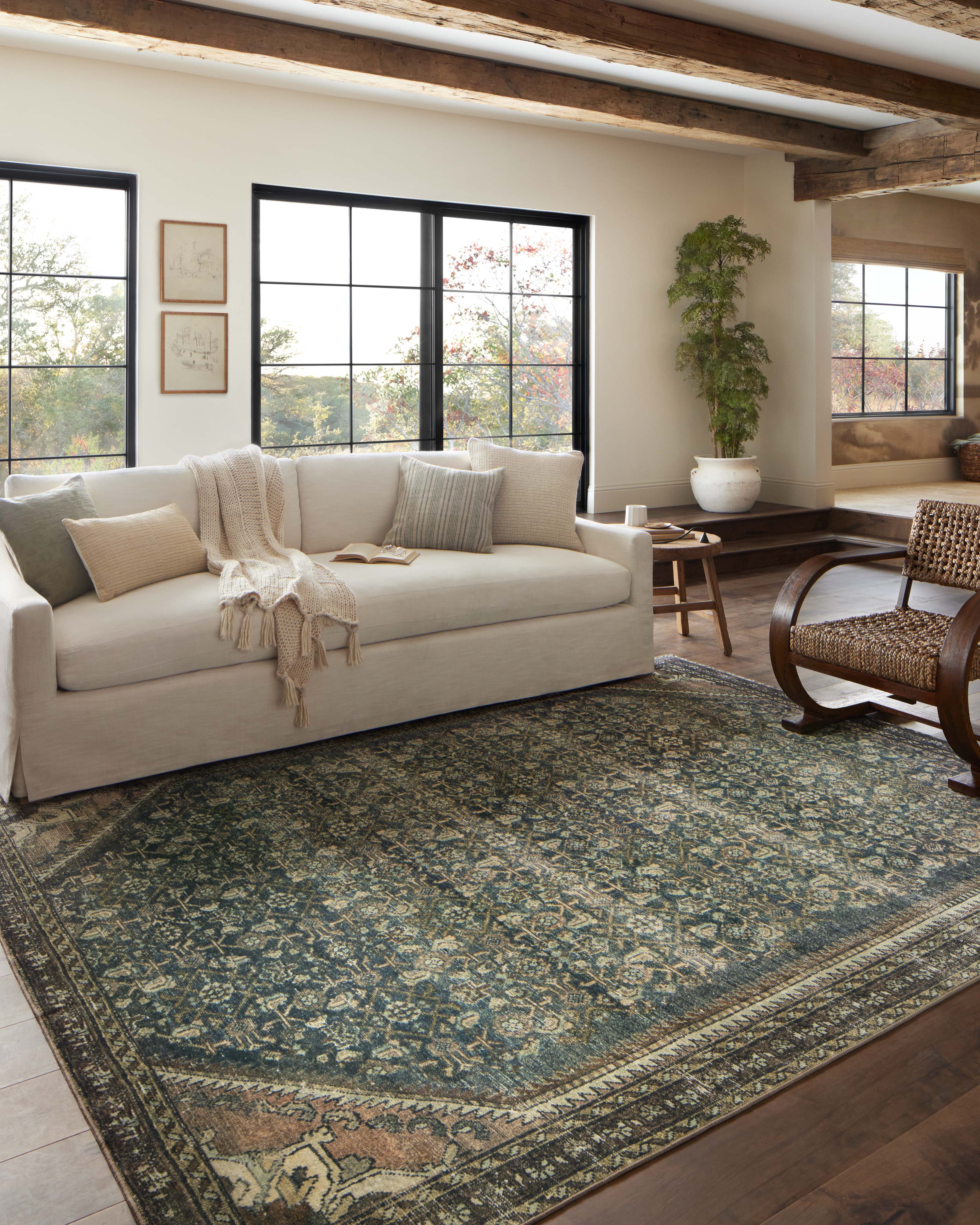 Magnolia Home by Joanna Gaines x Loloi Banks Denim / Clay Rug 1 - RUGS - patterned Loloi