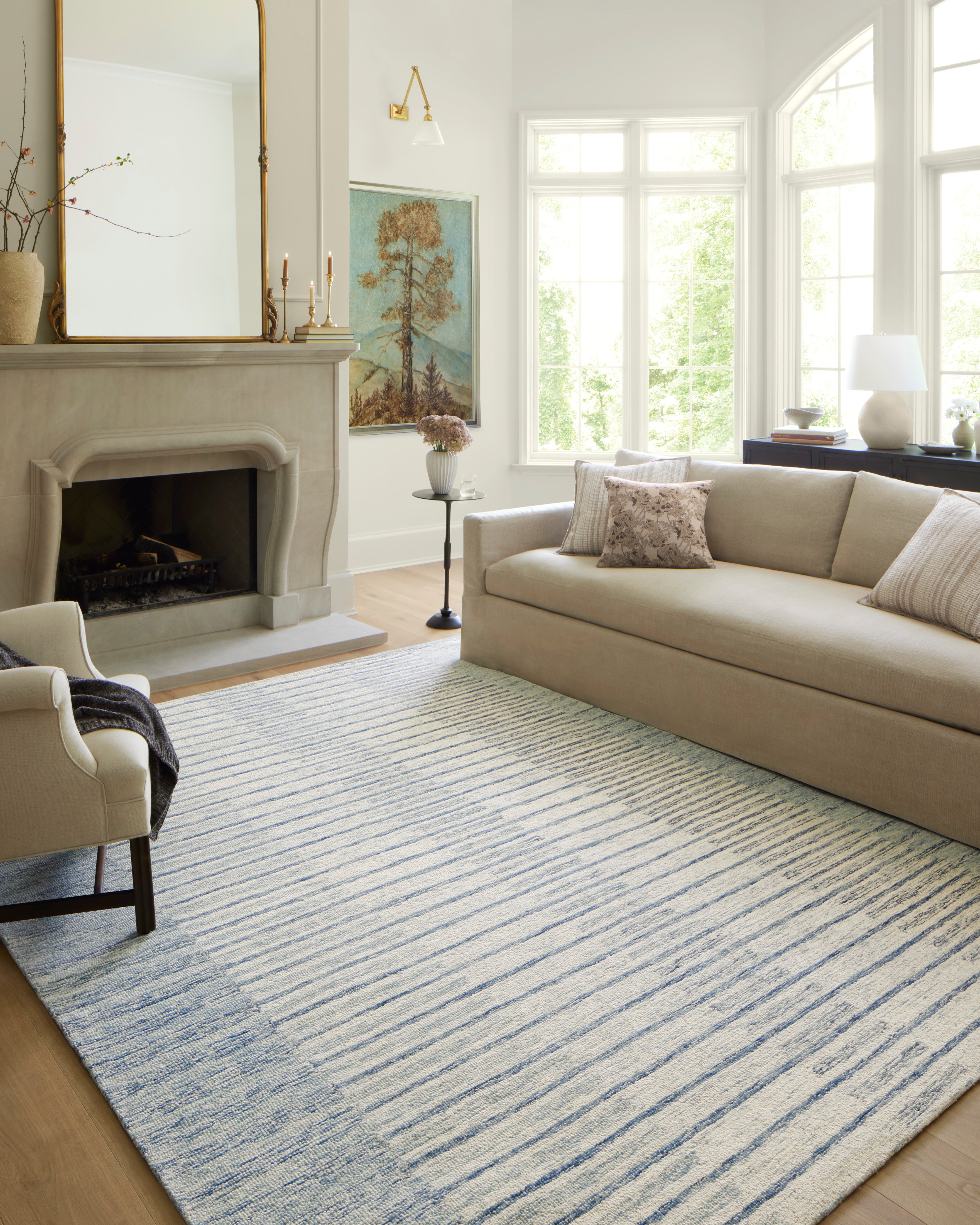 Chris Loves Julia x Loloi Chris Ivory / Denim Rug 1-RUGS Loloi