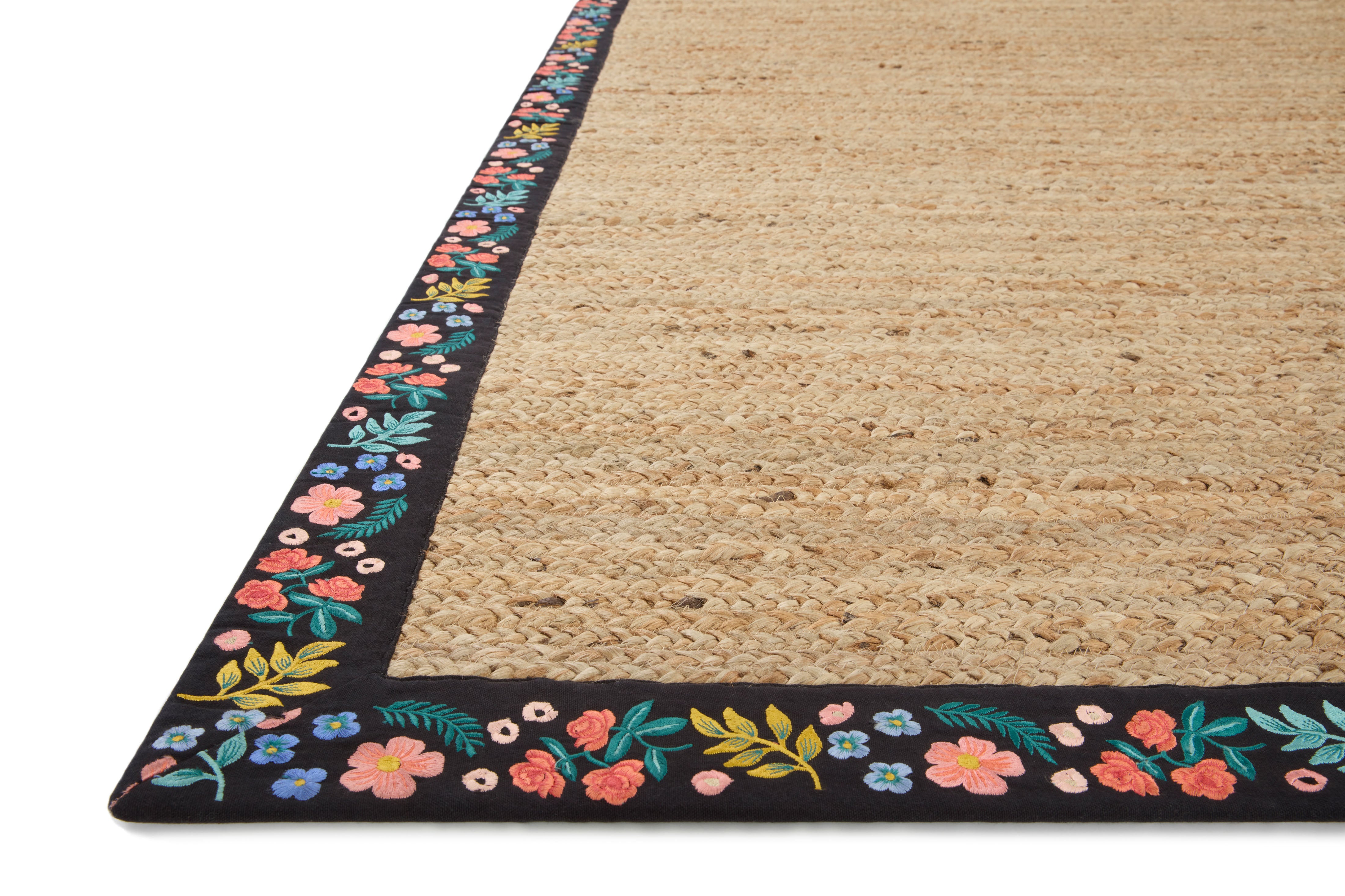 Rifle Paper Co. x Loloi Costa Natural / Black Rug 1-RUGS-patterned Loloi