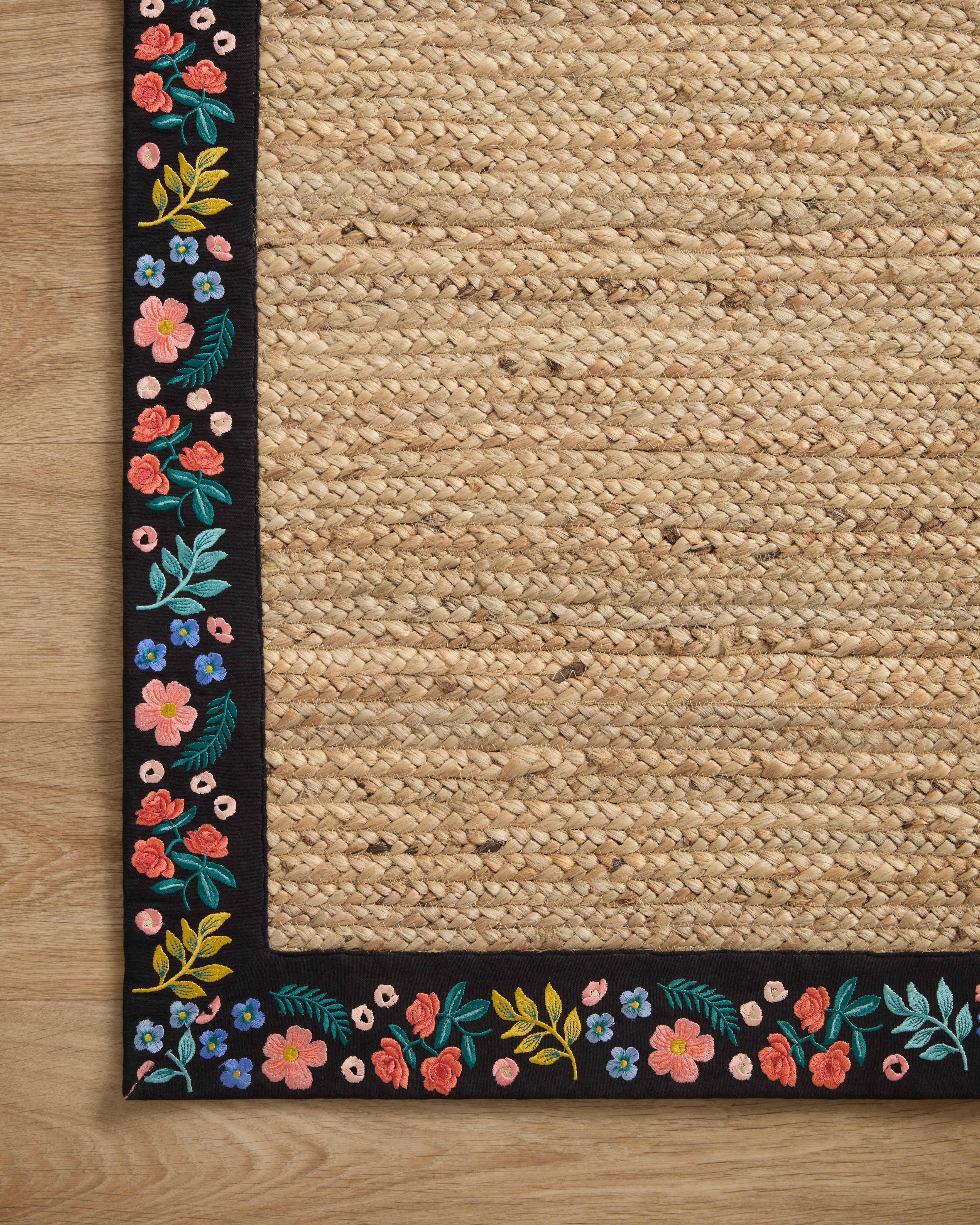 Rifle Paper Co. x Loloi Costa Natural / Black Rug 1-RUGS-patterned Loloi