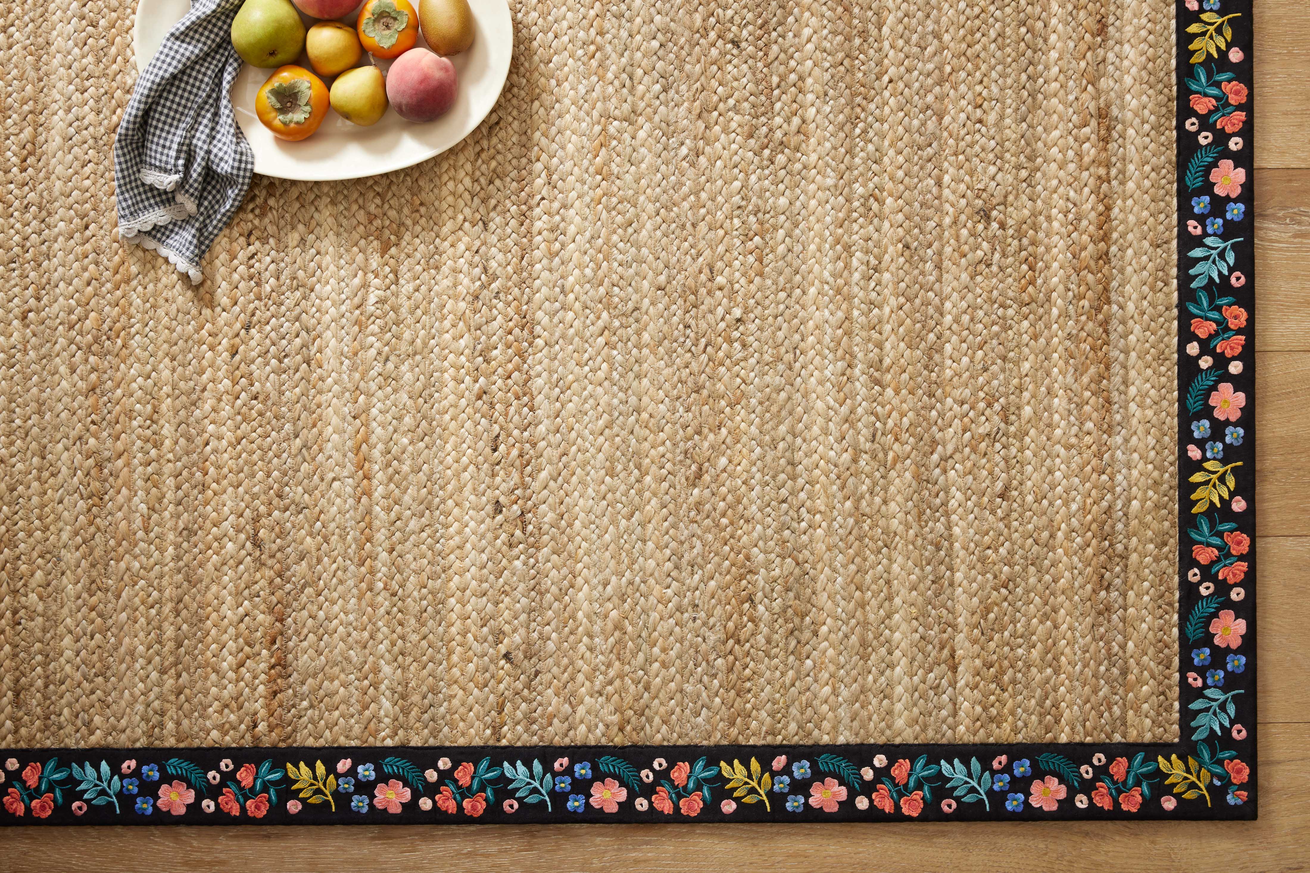 Rifle Paper Co. x Loloi Costa Natural / Black Rug 1-RUGS-patterned Loloi