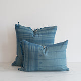 Cerulean Silk Bhujodi Fringe Pillow Cover 3 - PILLOWS - Bhujodi - cool Rug & Weave Pillows
