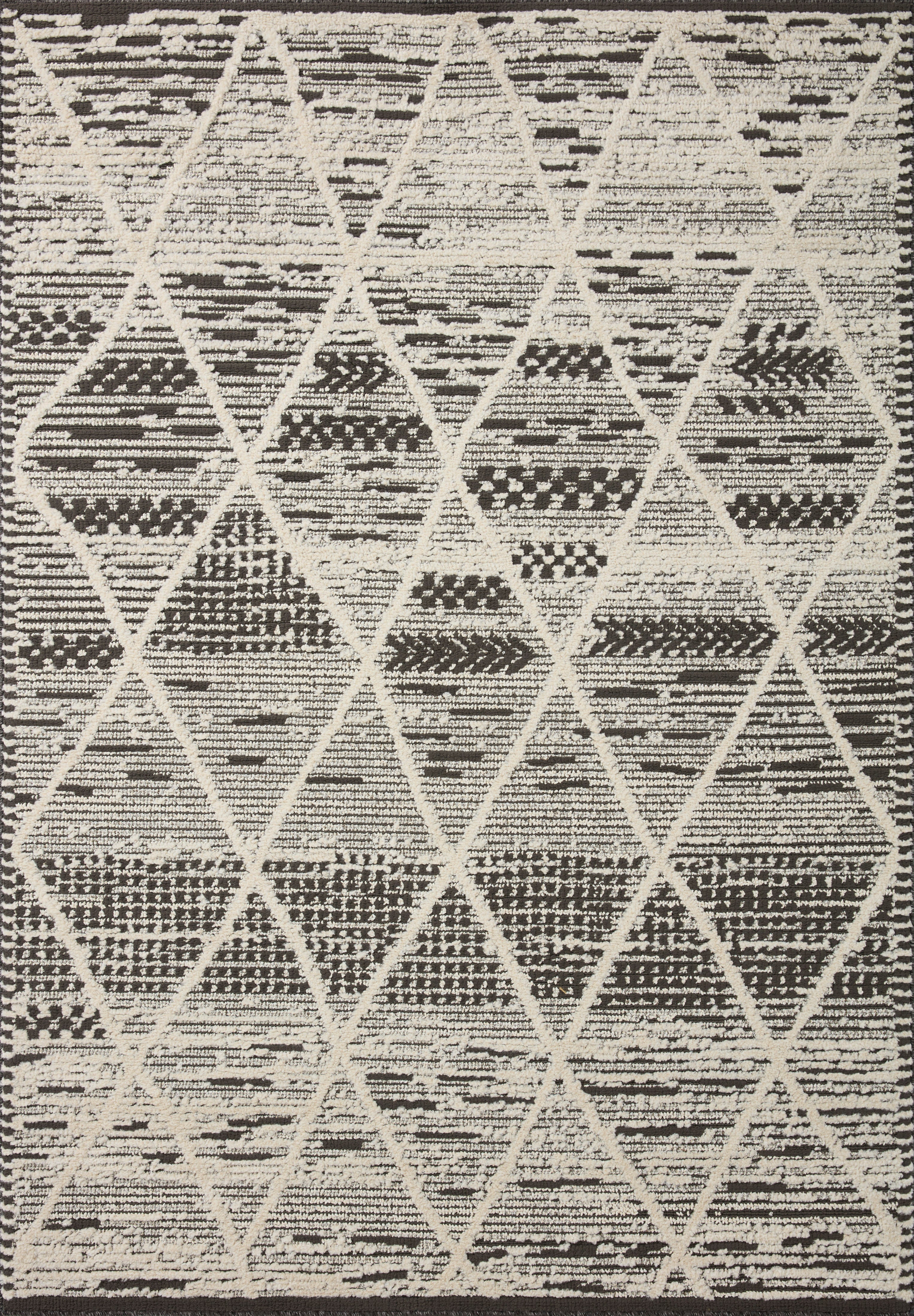 Loloi Fabian Charcoal / Ivory Diamond Rug 2-RUGS - patterned Loloi