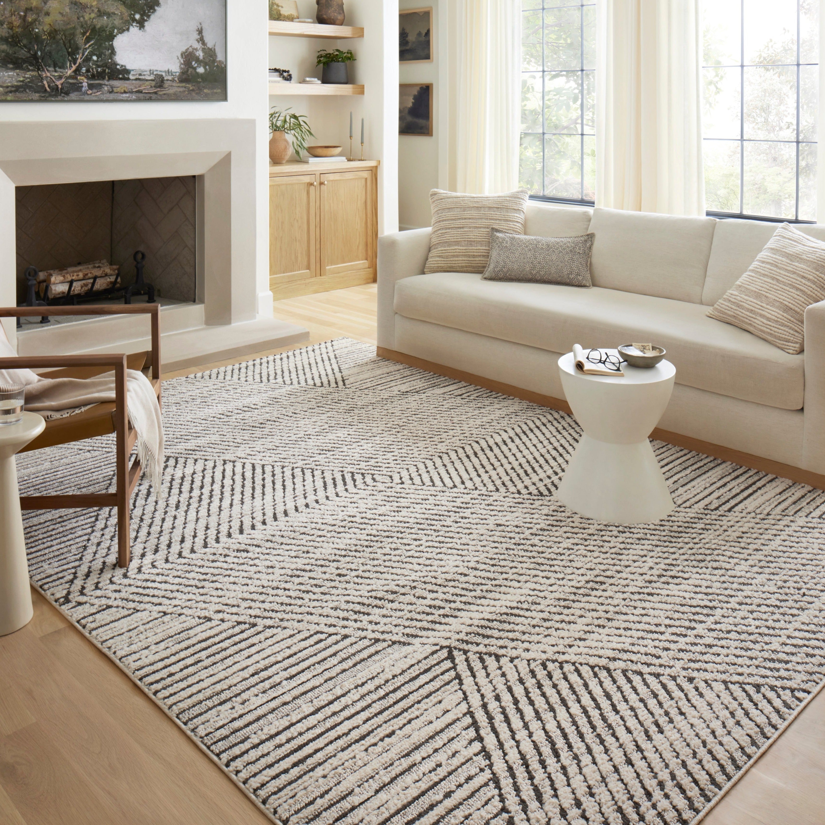 Loloi Fabian Charcoal / Ivory Linear Rug 2-RUGS - patterned Loloi