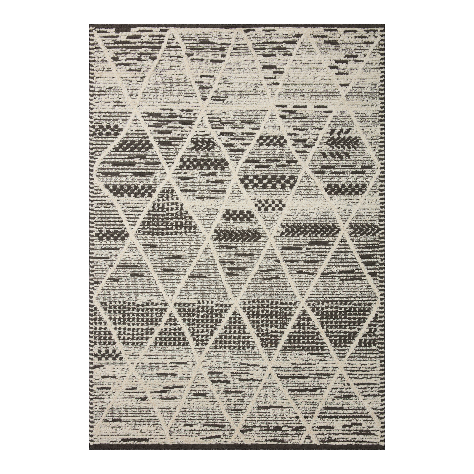 Loloi Fabian Charcoal / Ivory Diamond Rug 2-RUGS - patterned Loloi