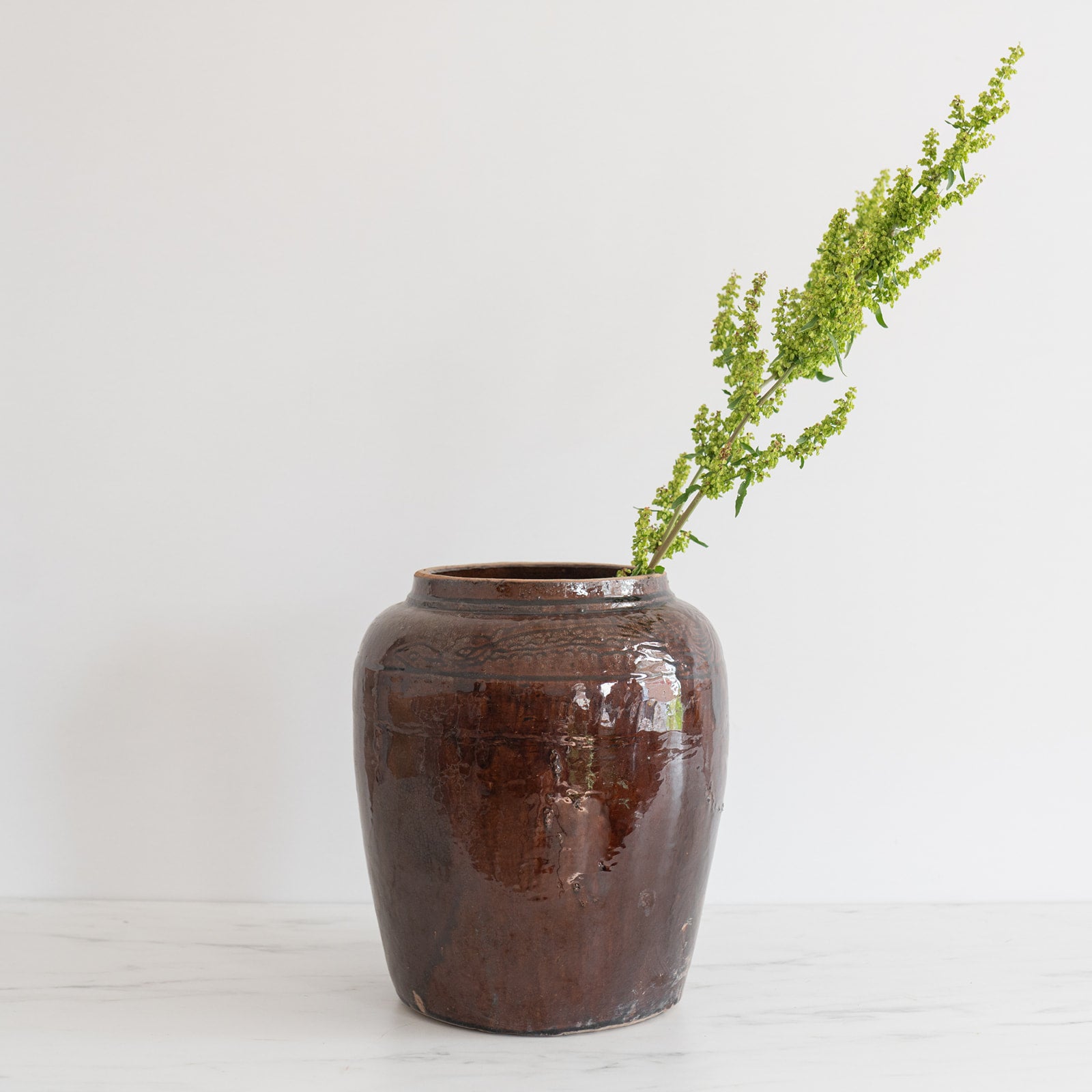 Found Vintage Brown Glazed Pot - Rug & Weave