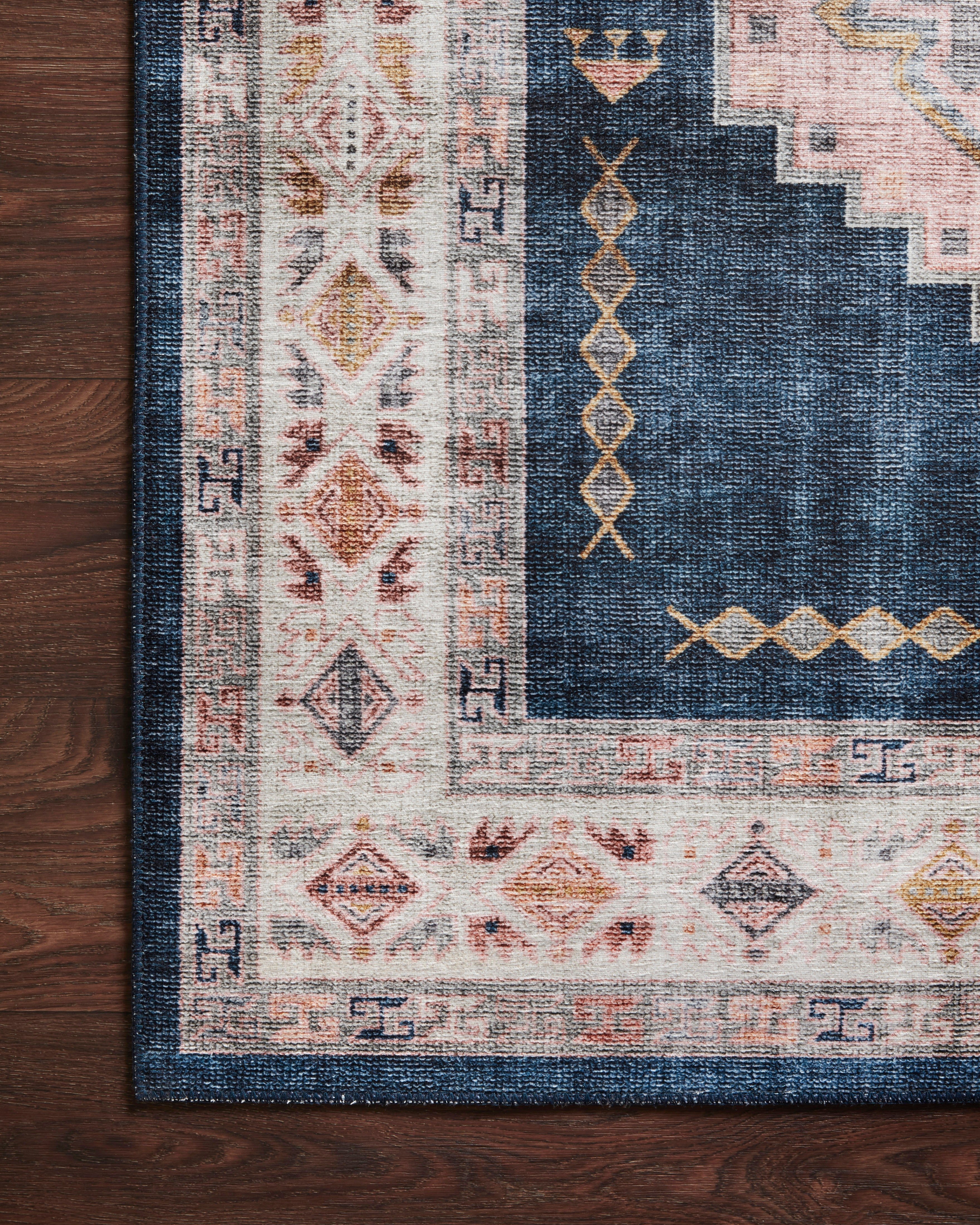 Loloi Heidi Denim / Blush Rug 1-RUGS-patterned Loloi