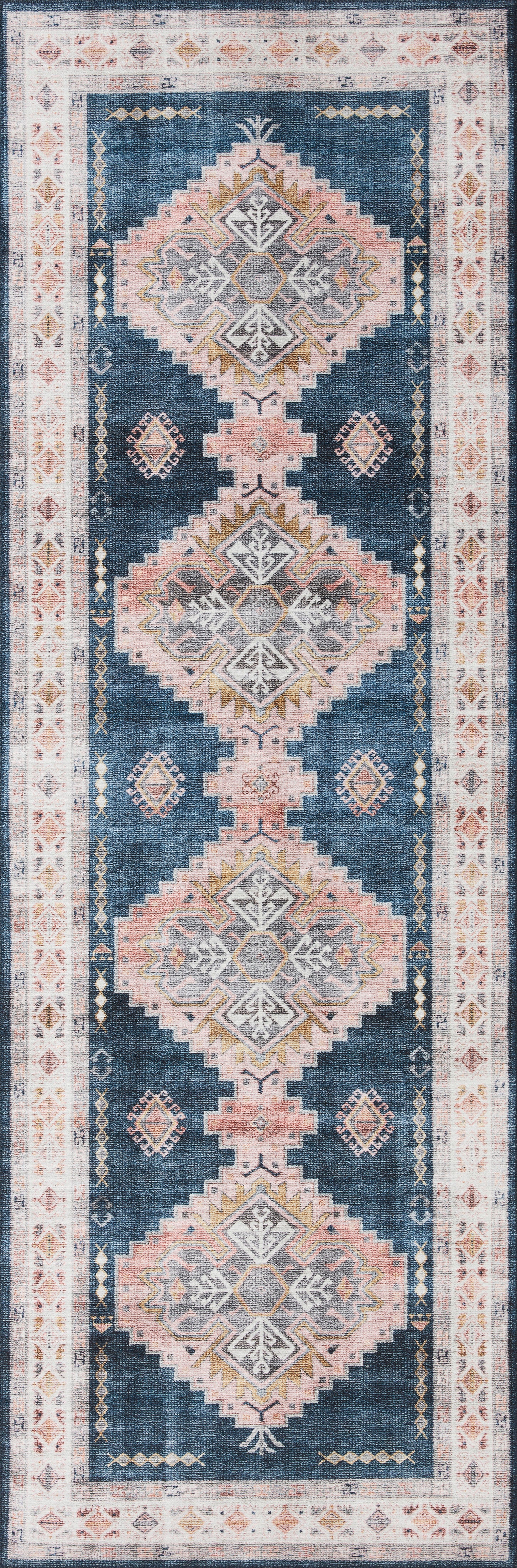 Loloi Heidi Denim / Blush Rug 1-RUGS-patterned Loloi