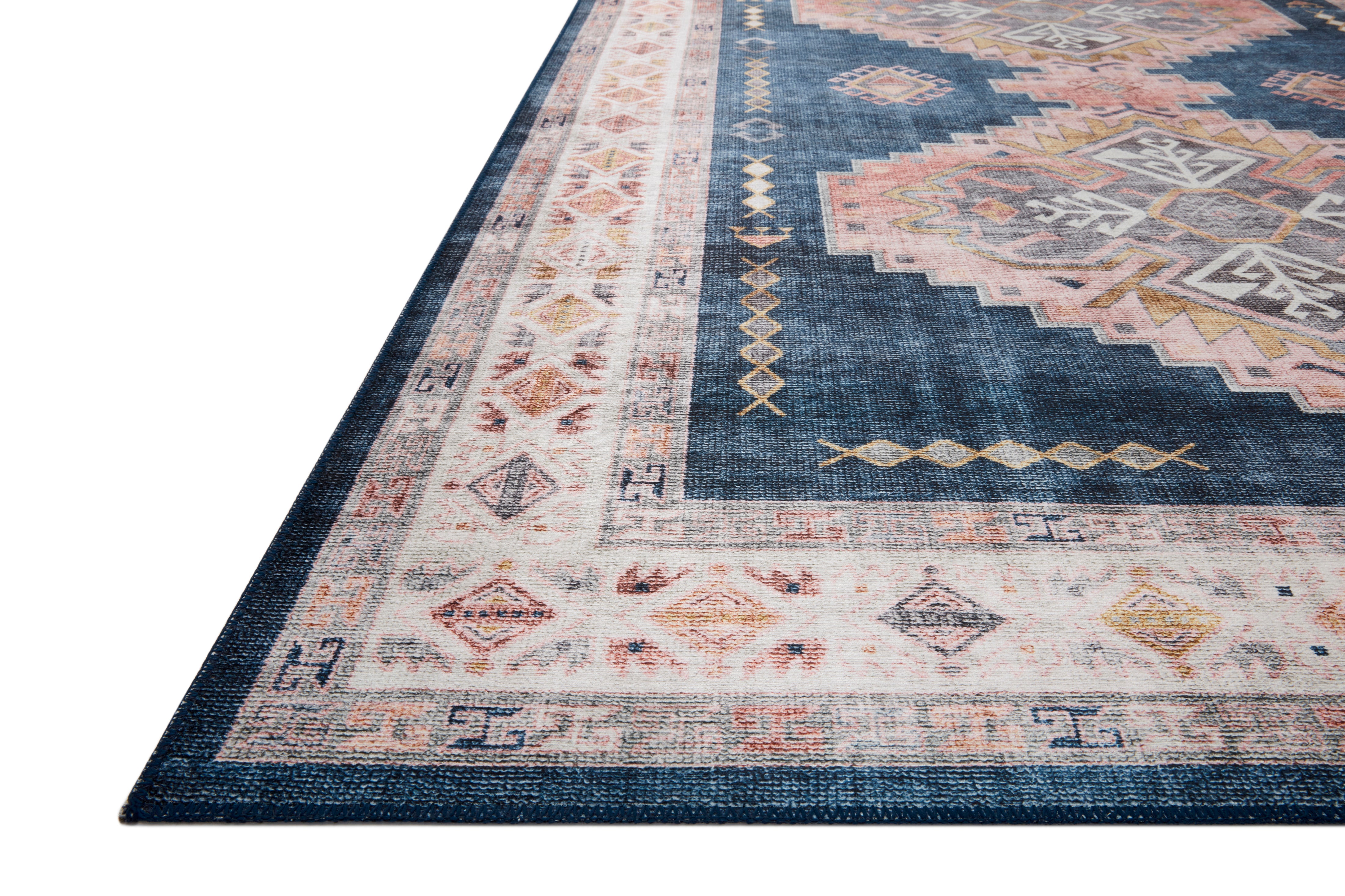 Loloi Heidi Denim / Blush Rug 1-RUGS-patterned Loloi