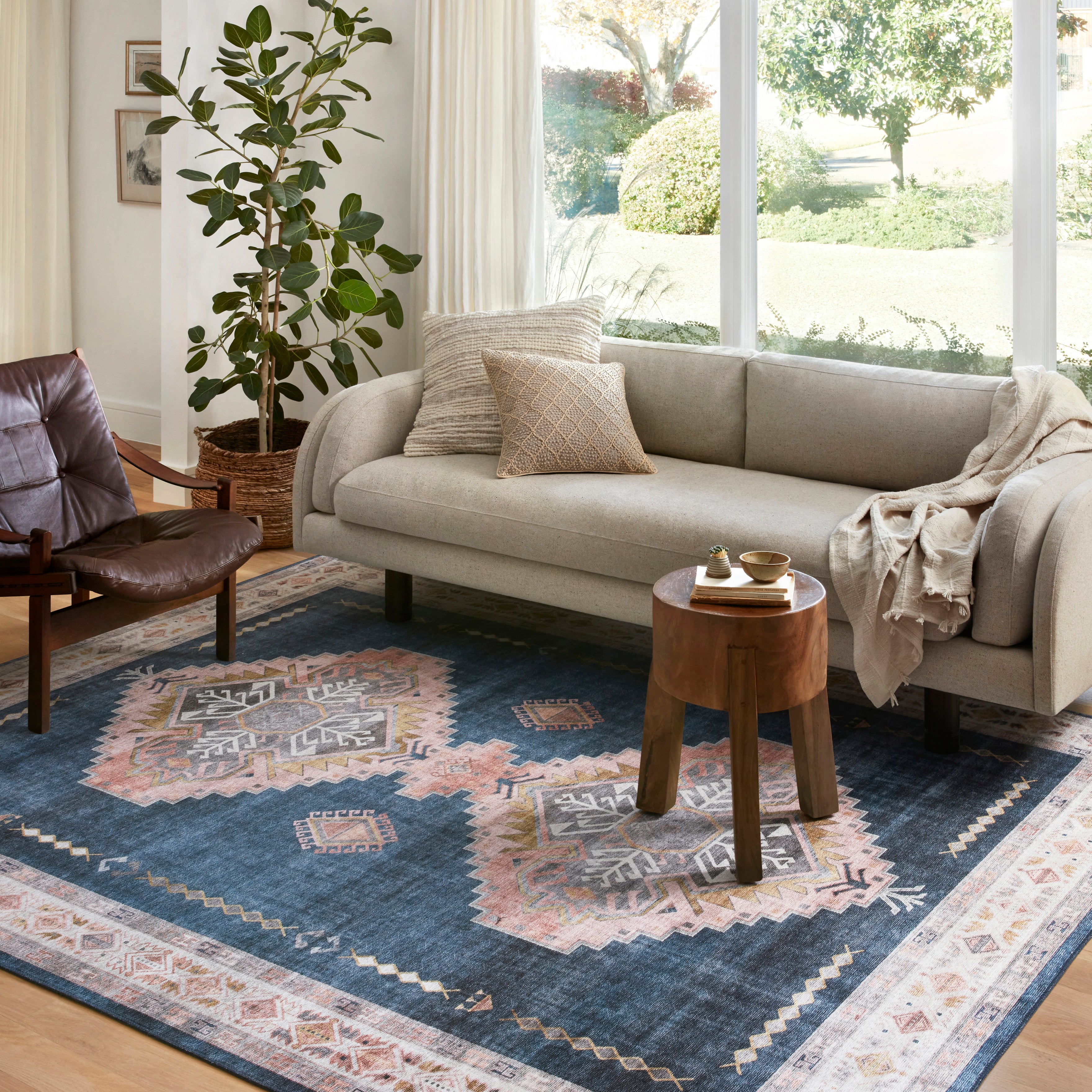 Loloi Heidi Denim / Blush Rug 1-RUGS-patterned Loloi