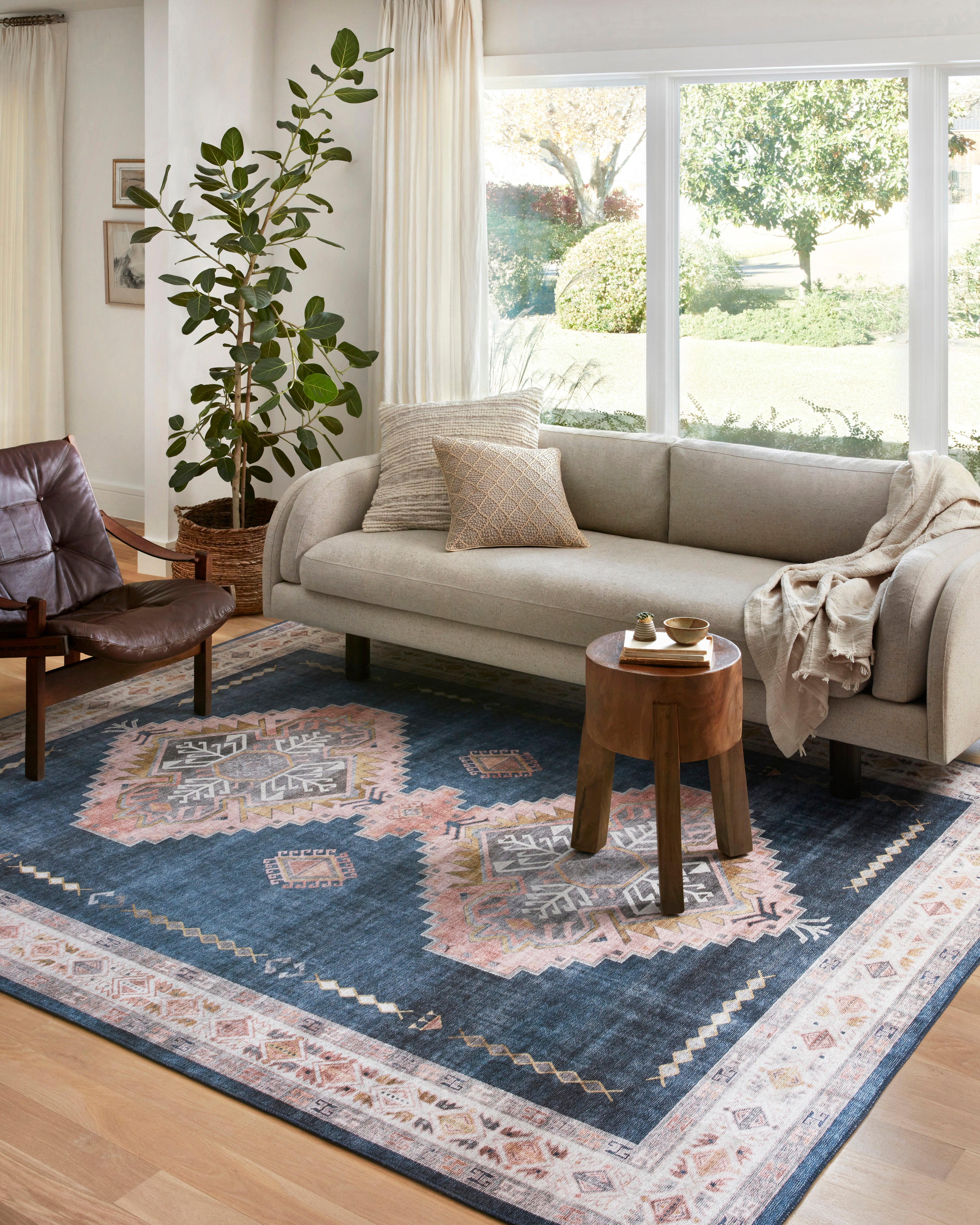 Loloi Heidi Denim / Blush Rug 1-RUGS-patterned Loloi