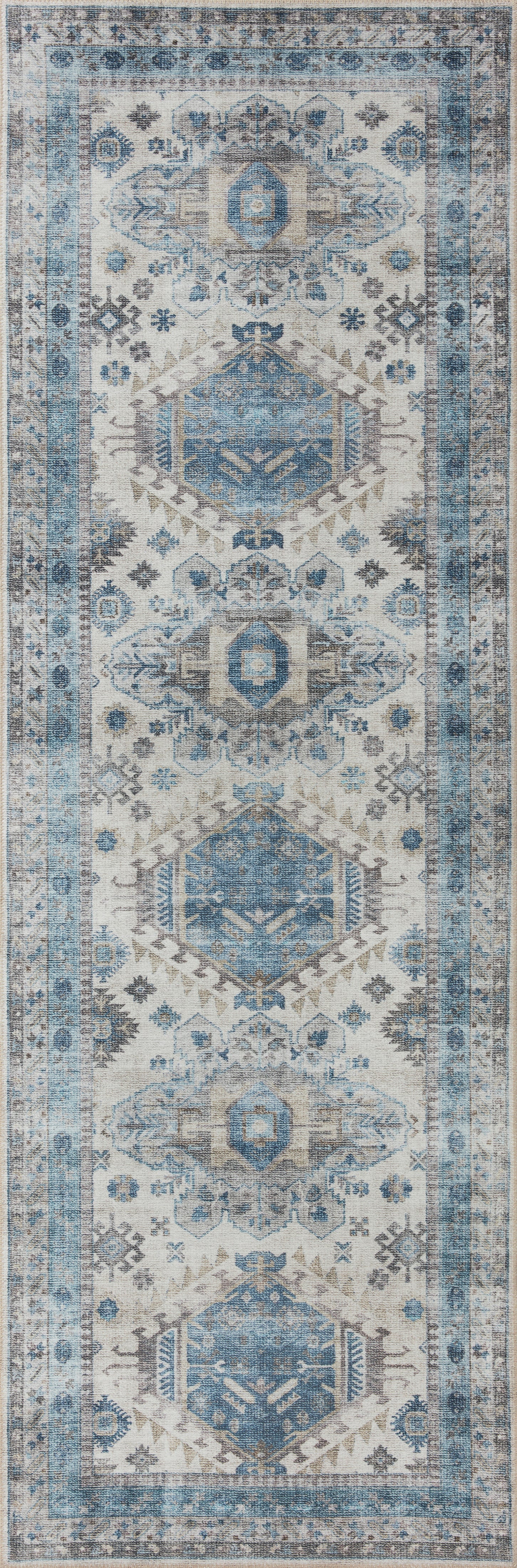 Loloi Heidi Ivory / Ocean Rug 1-RUGS-patterned Loloi