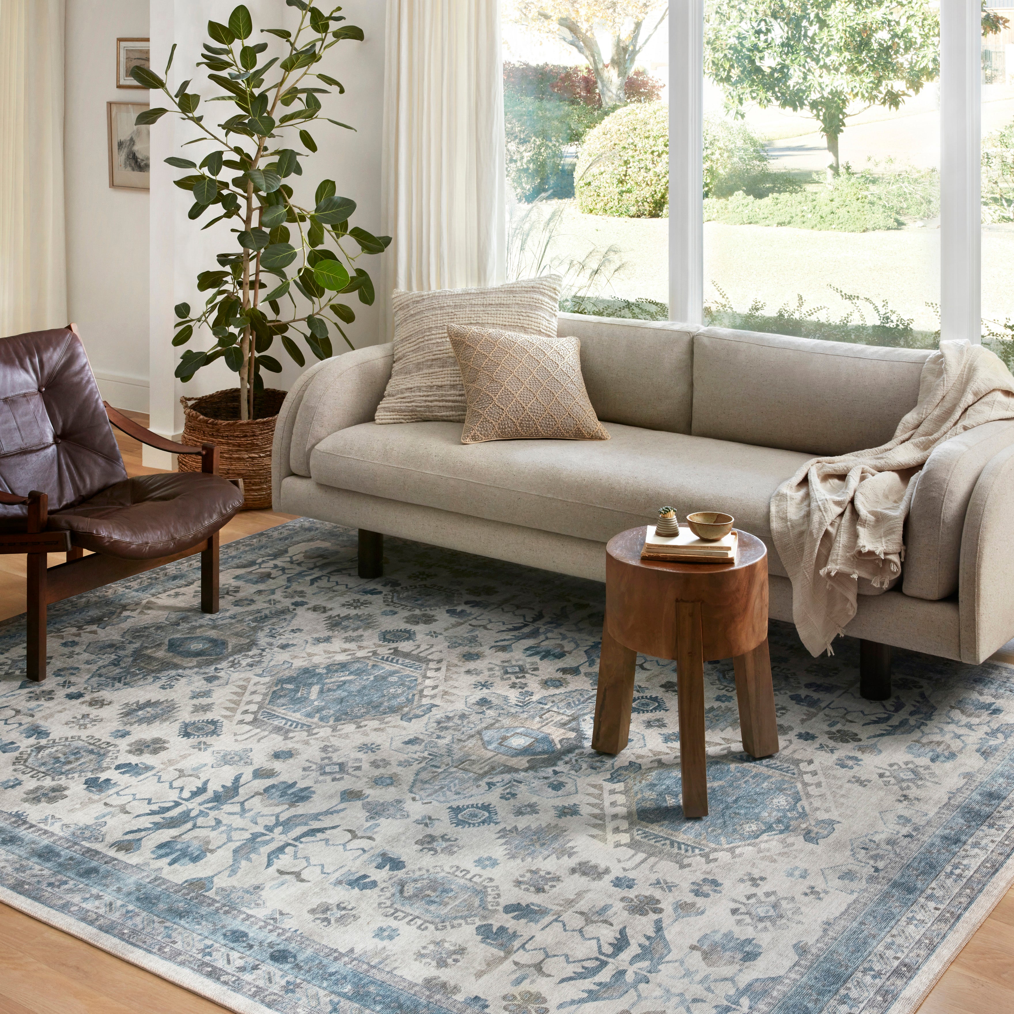 Loloi Heidi Ivory / Ocean Rug 1-RUGS-patterned Loloi