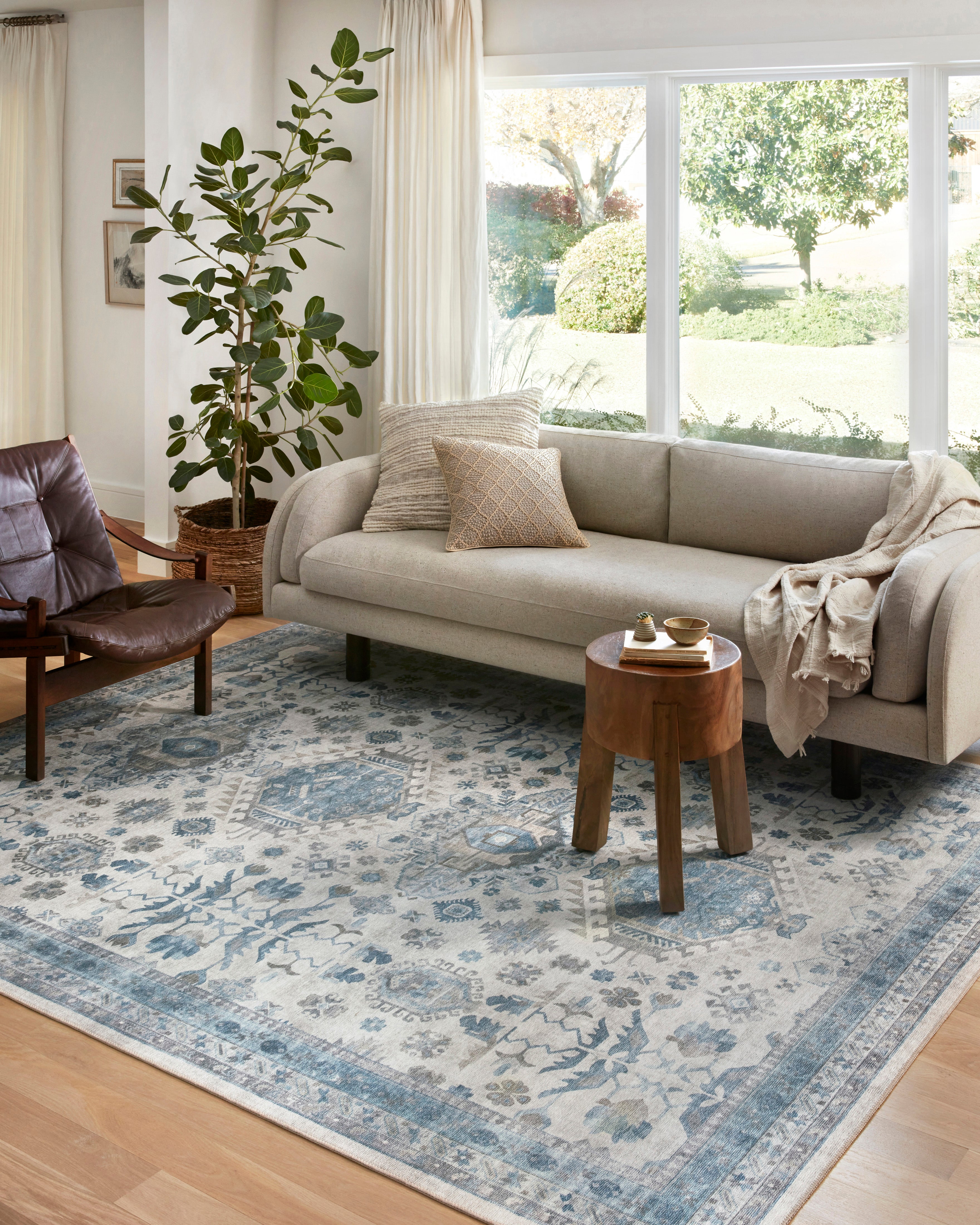 Loloi Heidi Ivory / Ocean Rug 1-RUGS-patterned Loloi