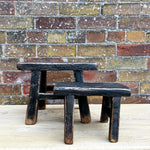 Petite Black Elm Wood Stool - Rug & Weave