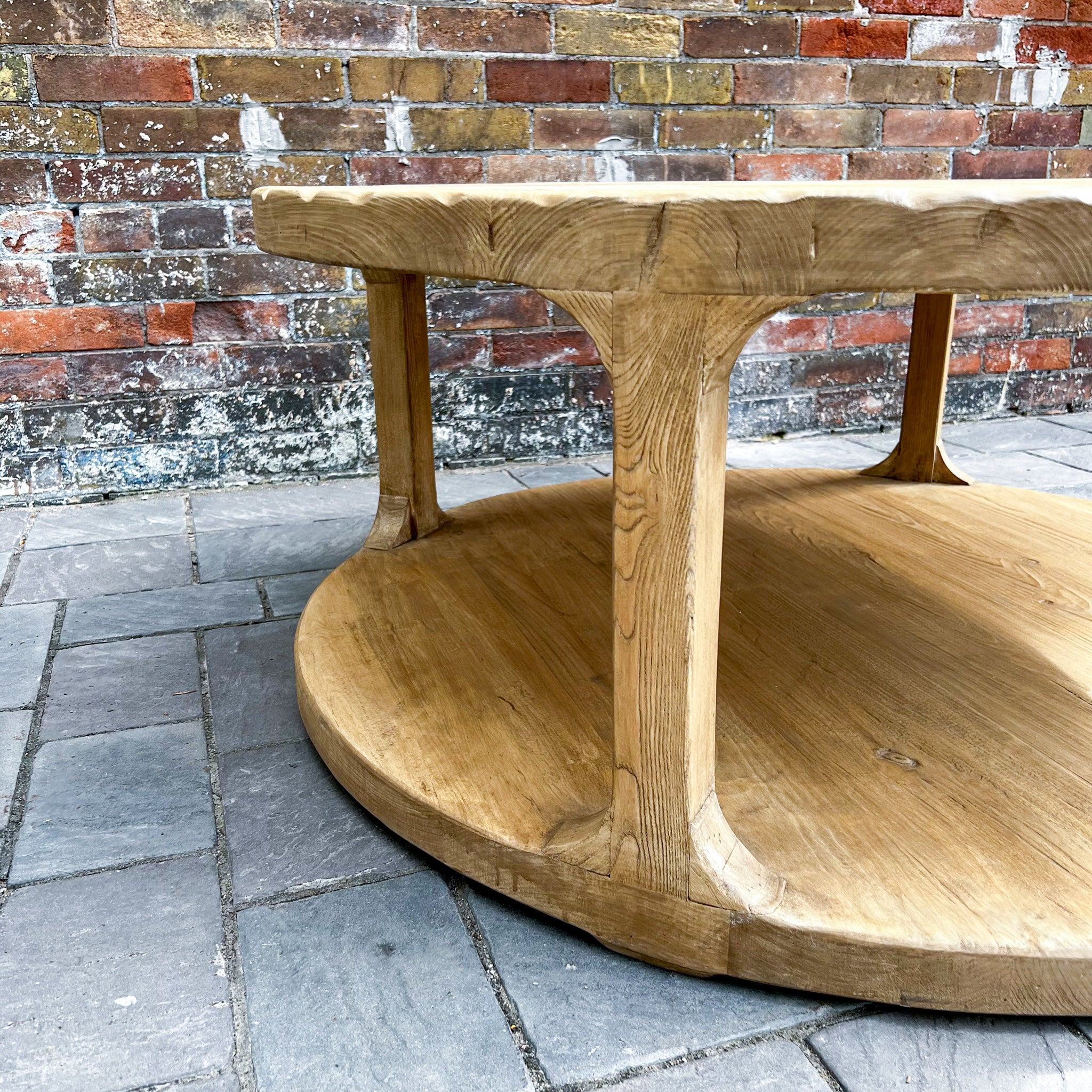 Clara Reclaimed Wood Round Coffee Table 4 - b - FURNITURE - coffee table - round Hauer Market