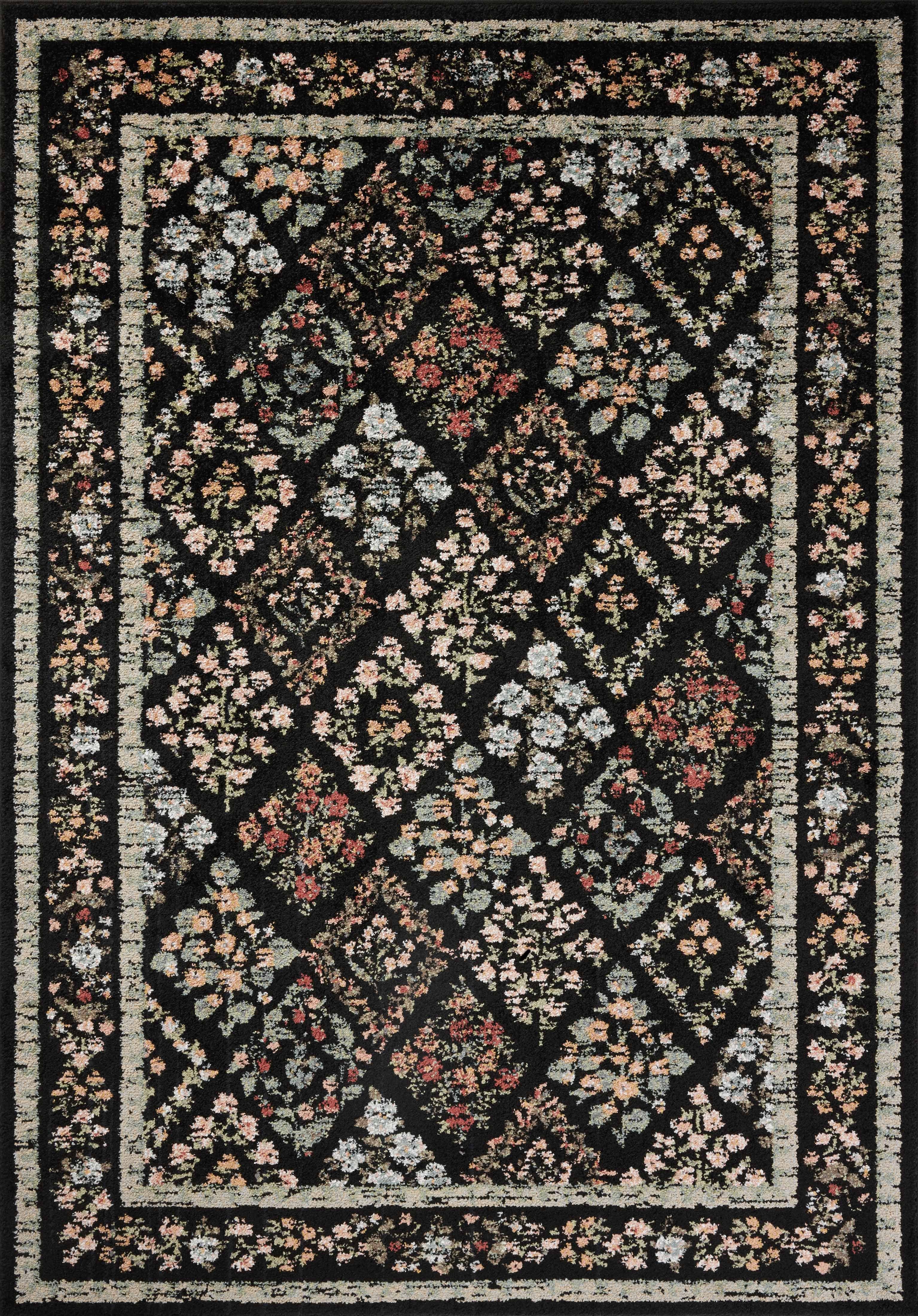 Rifle Paper Co. x Loloi Laurel Parquet Black Rug 0-RUGS-patterned Loloi