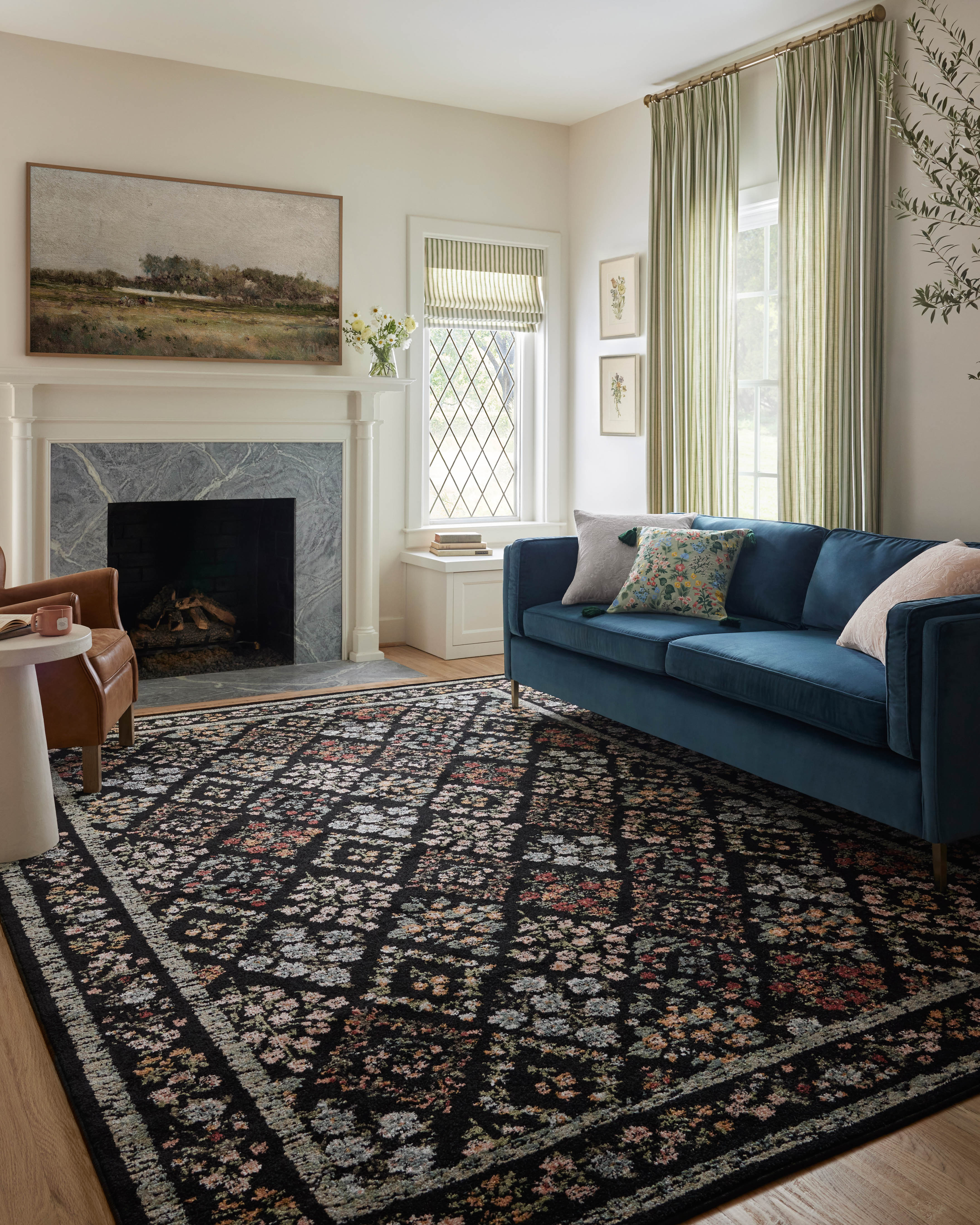Rifle Paper Co. x Loloi Laurel Parquet Black Rug 0-RUGS-patterned Loloi