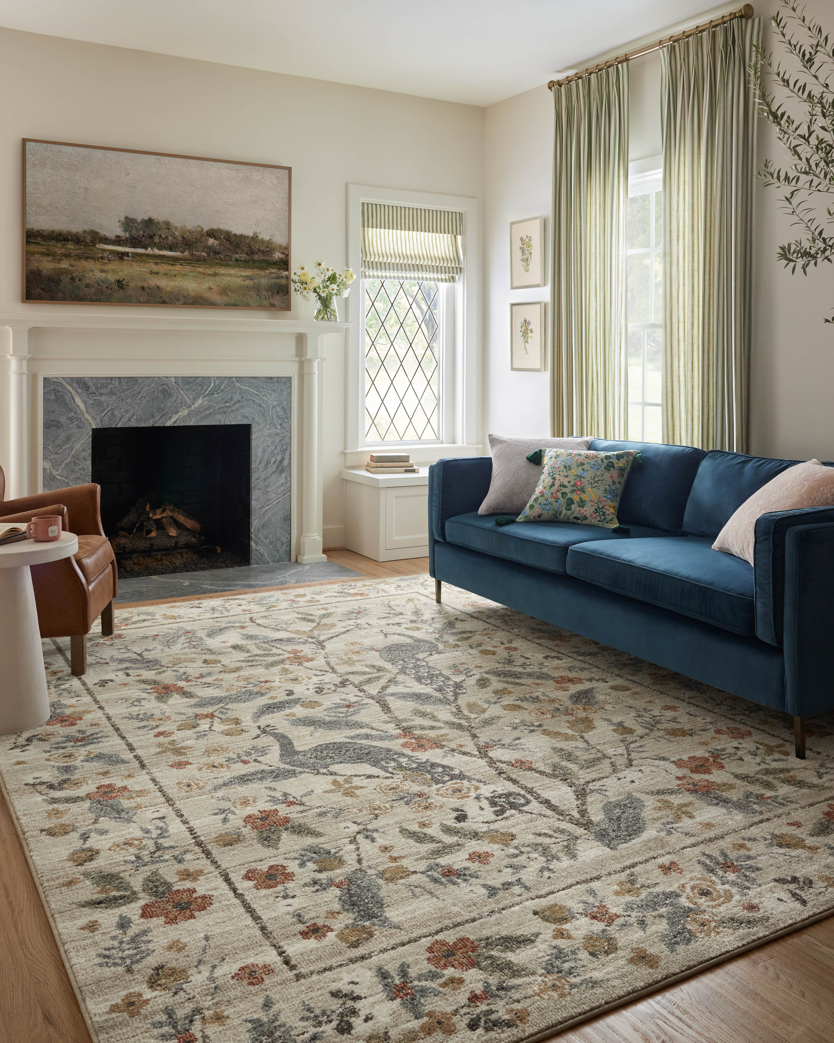 Rifle Paper Co. x Loloi Laurel Peacock Garden Cream Rug 0-RUGS-patterned Loloi
