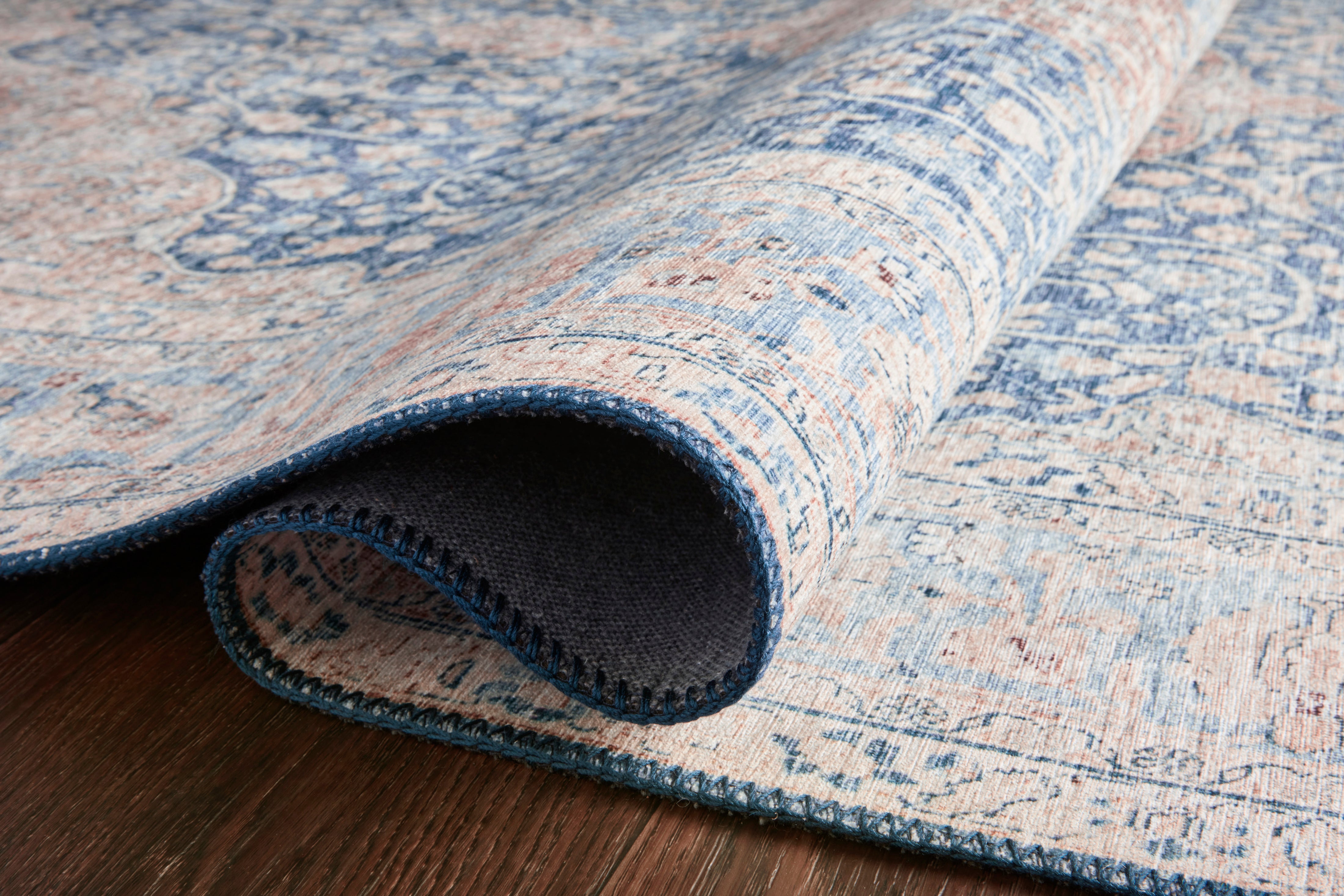 Loloi Layla Blue / Tangerine Rug RUGS - patterned Loloi