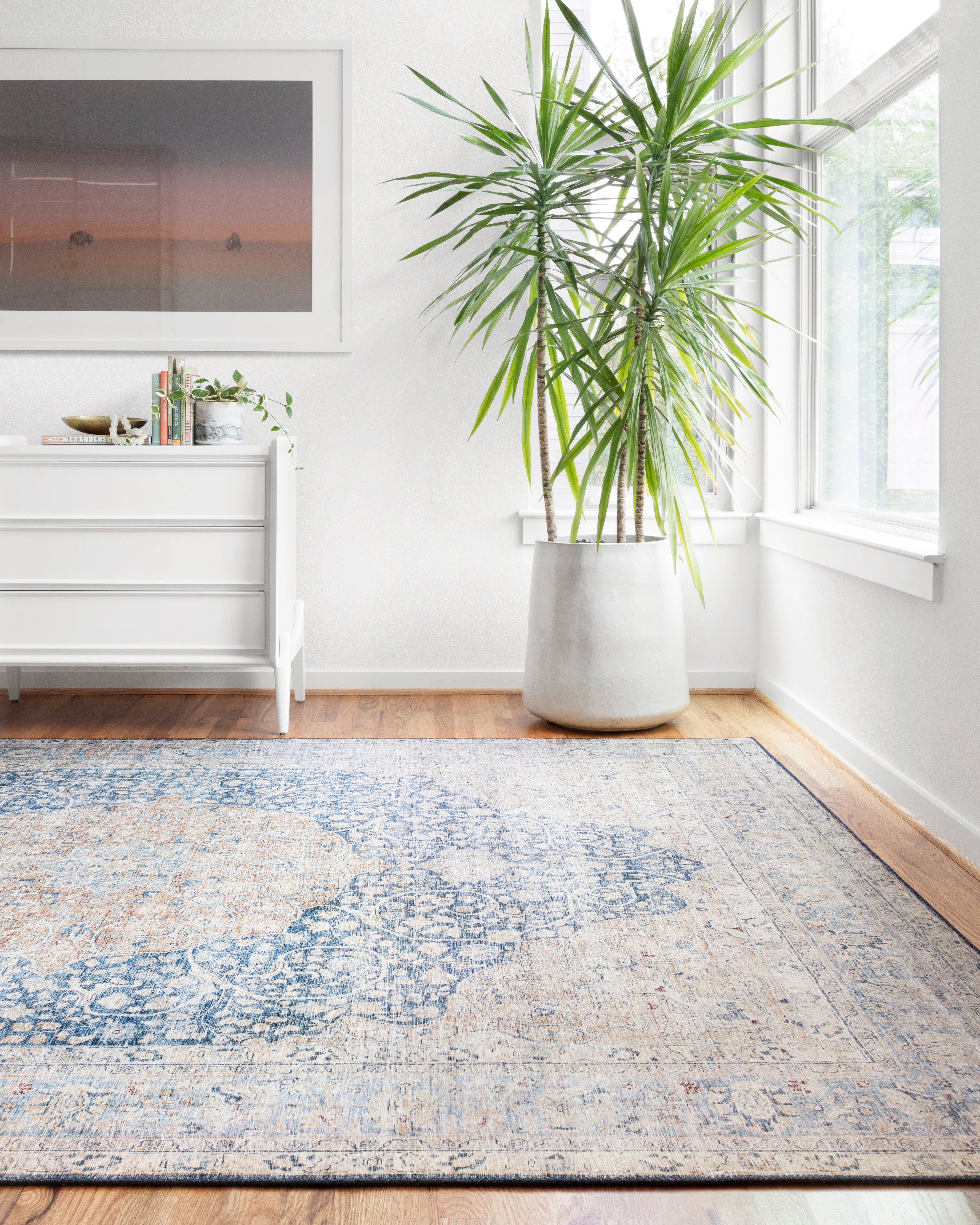 Loloi Layla Blue / Tangerine Rug RUGS - patterned Loloi