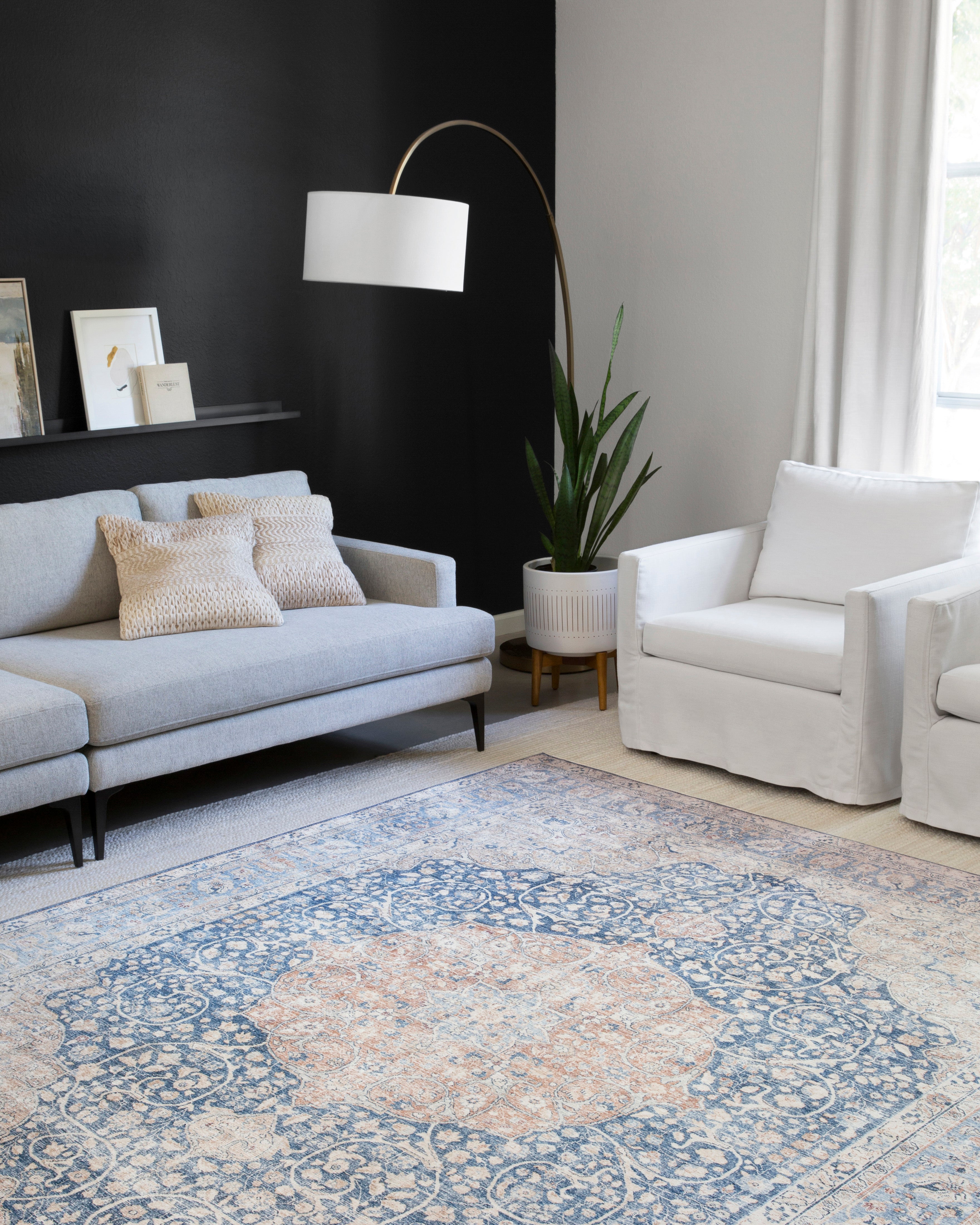 Loloi Layla Blue / Tangerine Rug RUGS - patterned Loloi