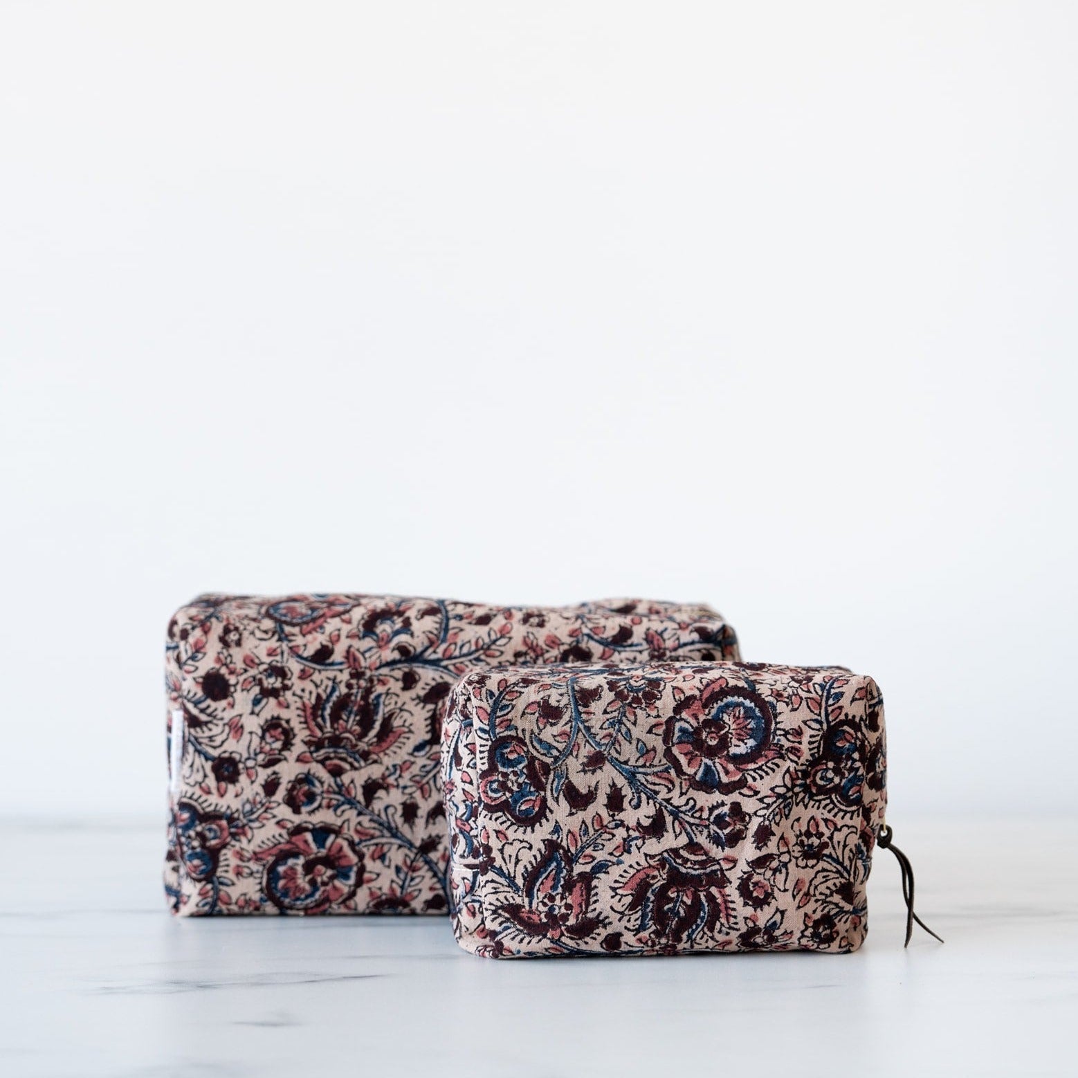 Floral block print toiletry bags