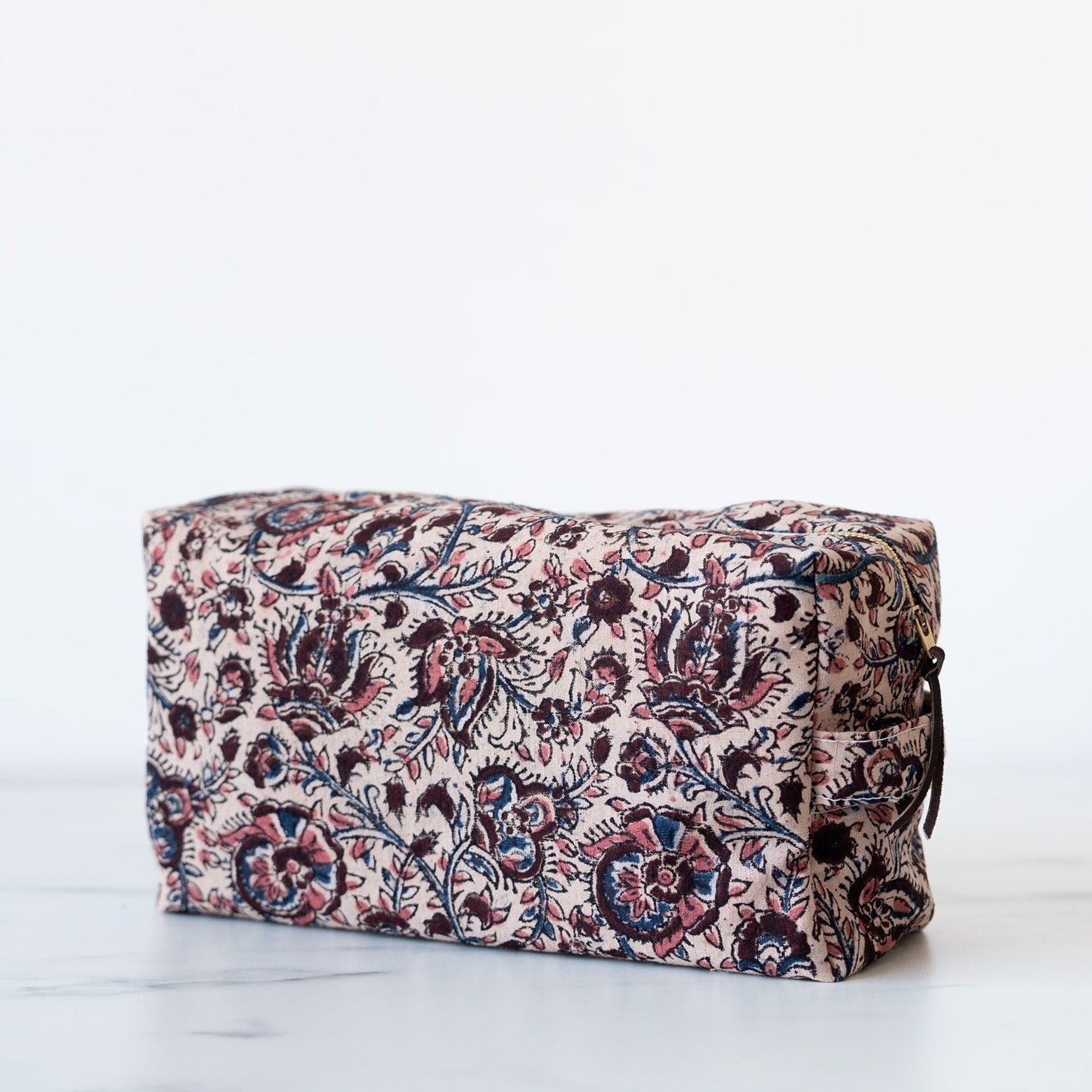 Floral block print weekender toiletry bag