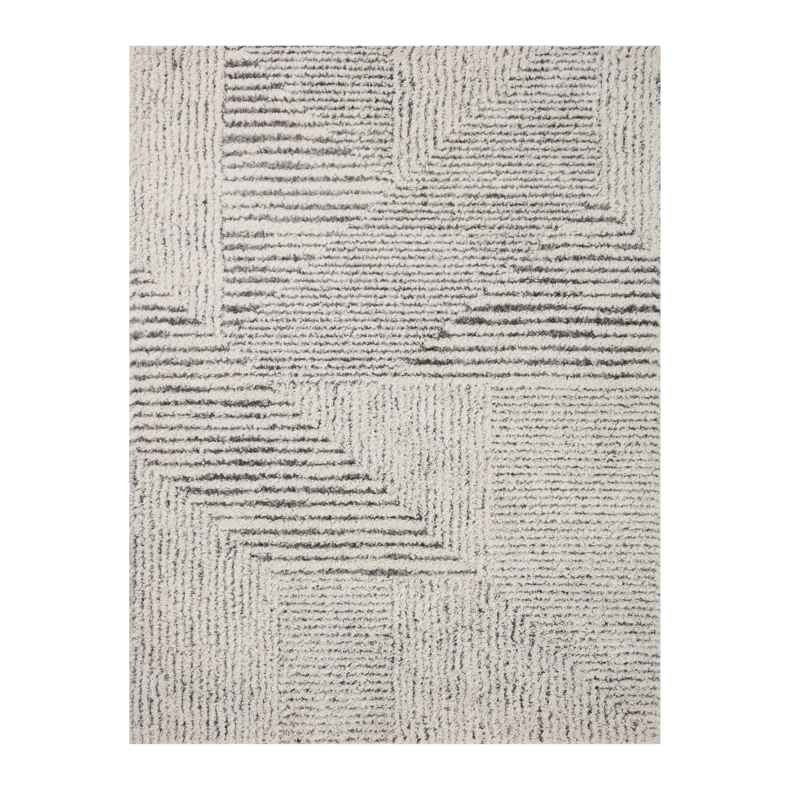 Loloi Levitt Shag Ivory / Grey Rug 0-RUGS-patterned Loloi
