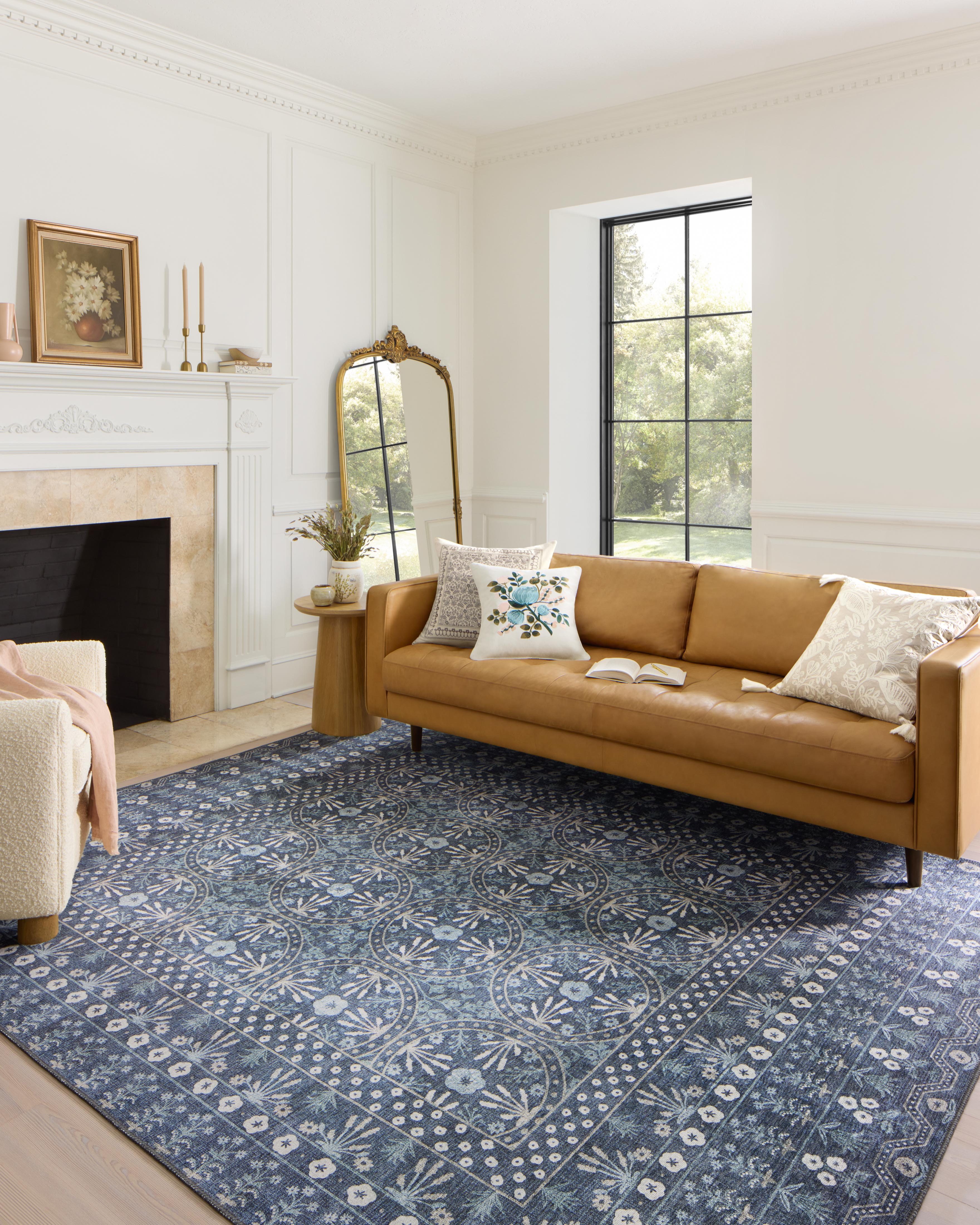 Rifle Paper Co. x Loloi Maison Rosette Blue Rug 1-patterned rugs Loloi