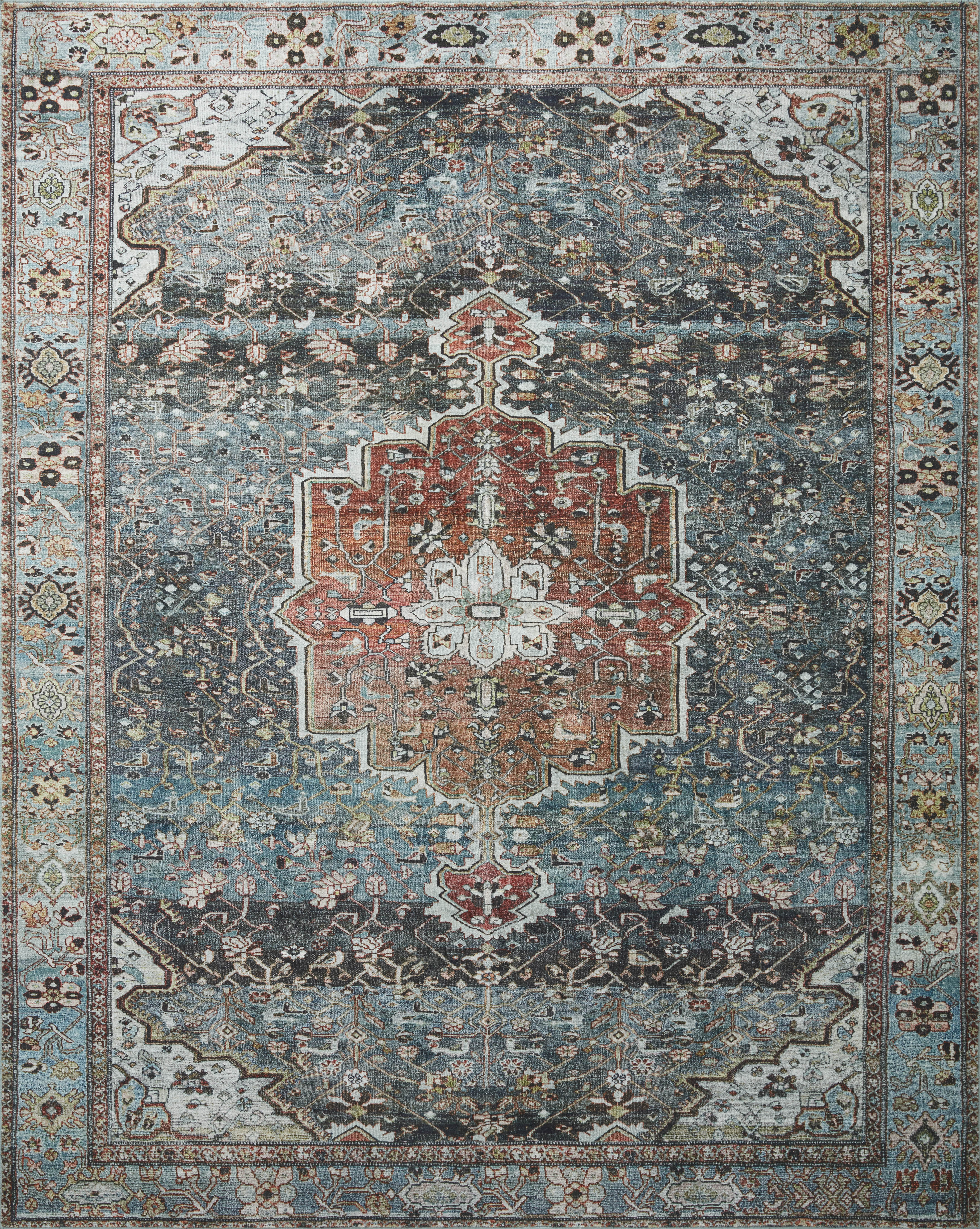 Loloi Margot Ocean/Brick Rug 1-patterned rugs Loloi