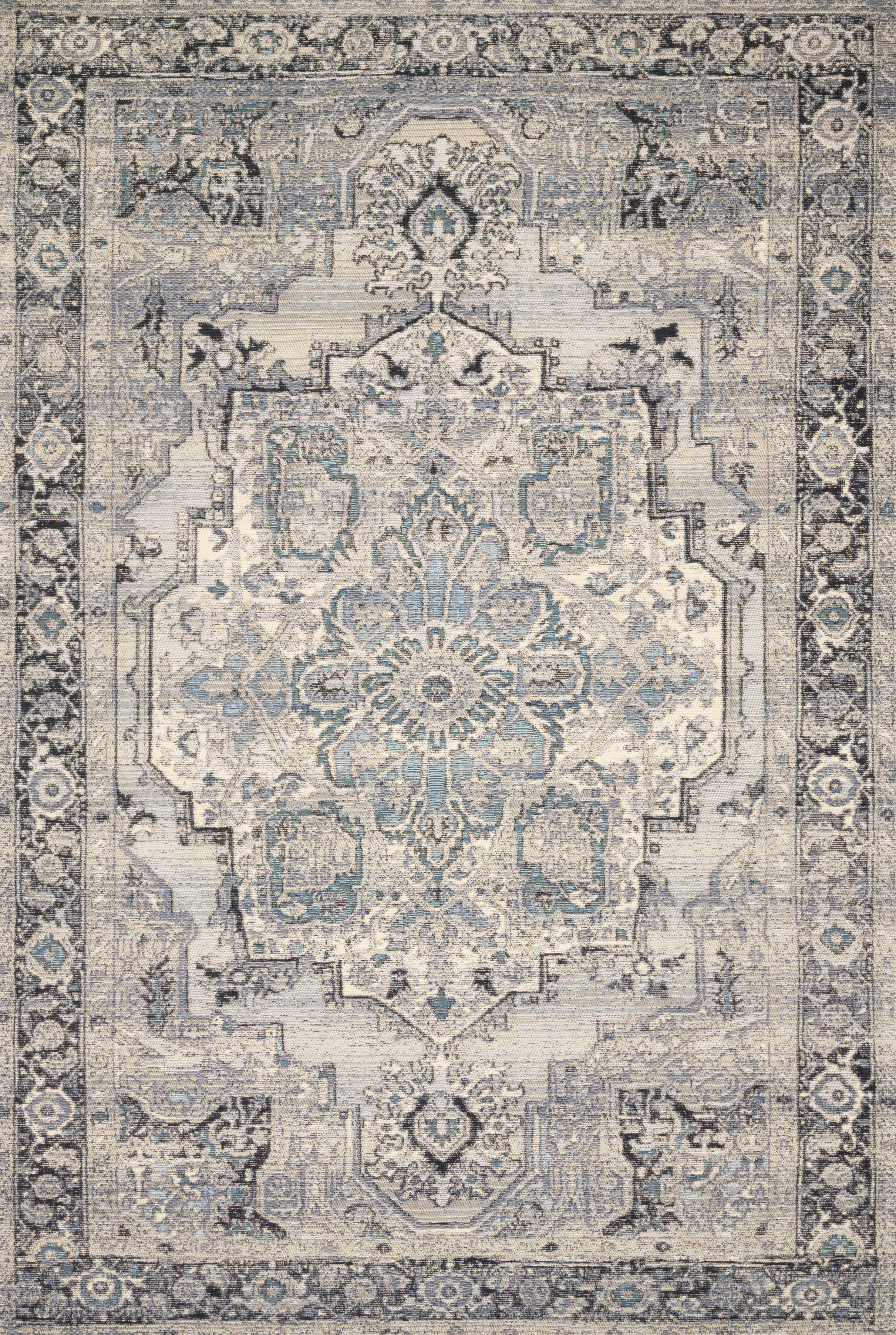 Loloi Mika Grey / Blue Outdoor Rug 5-Rugs - indoor/outdoor Loloi