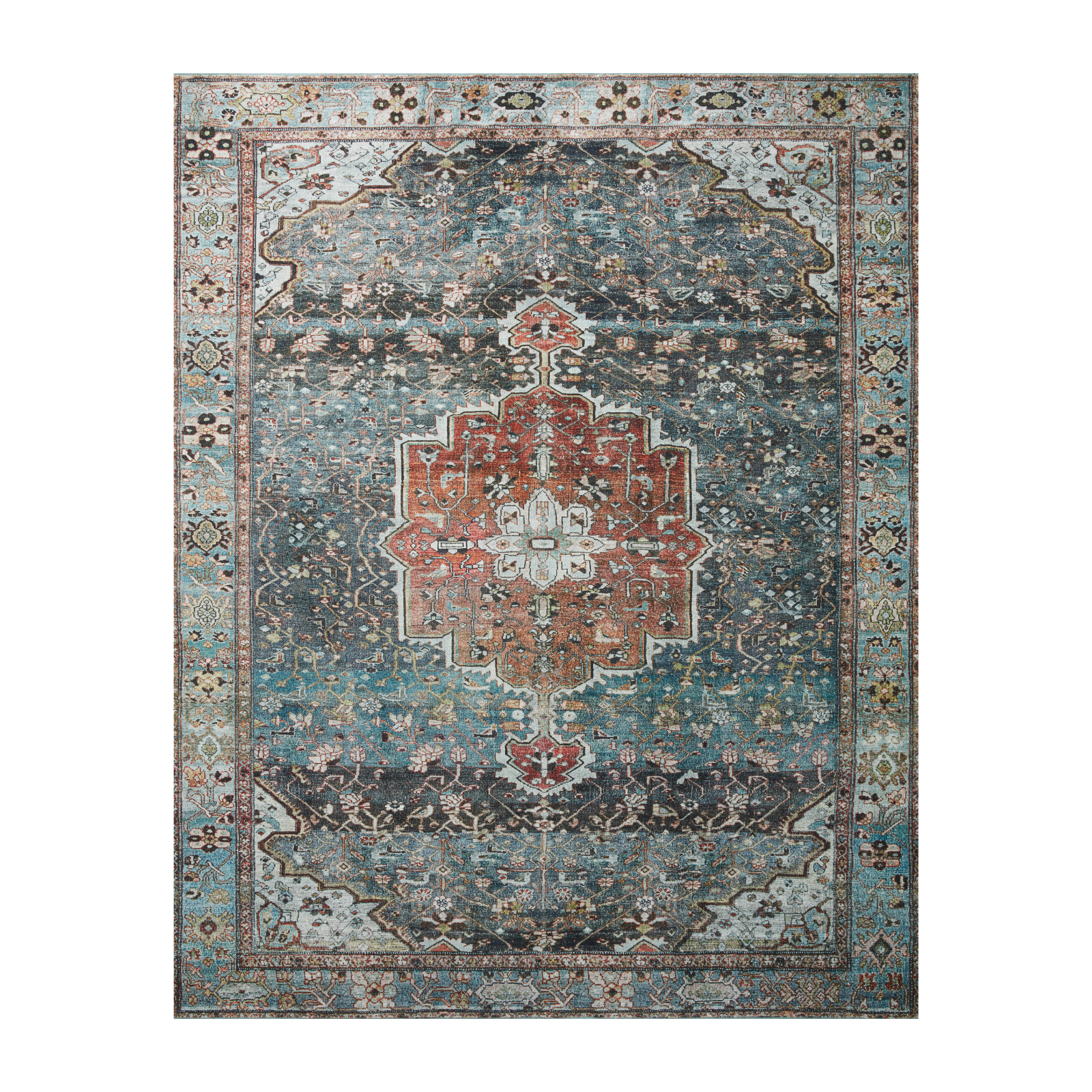 Loloi Margot Ocean/Brick Rug 1-patterned rugs Loloi