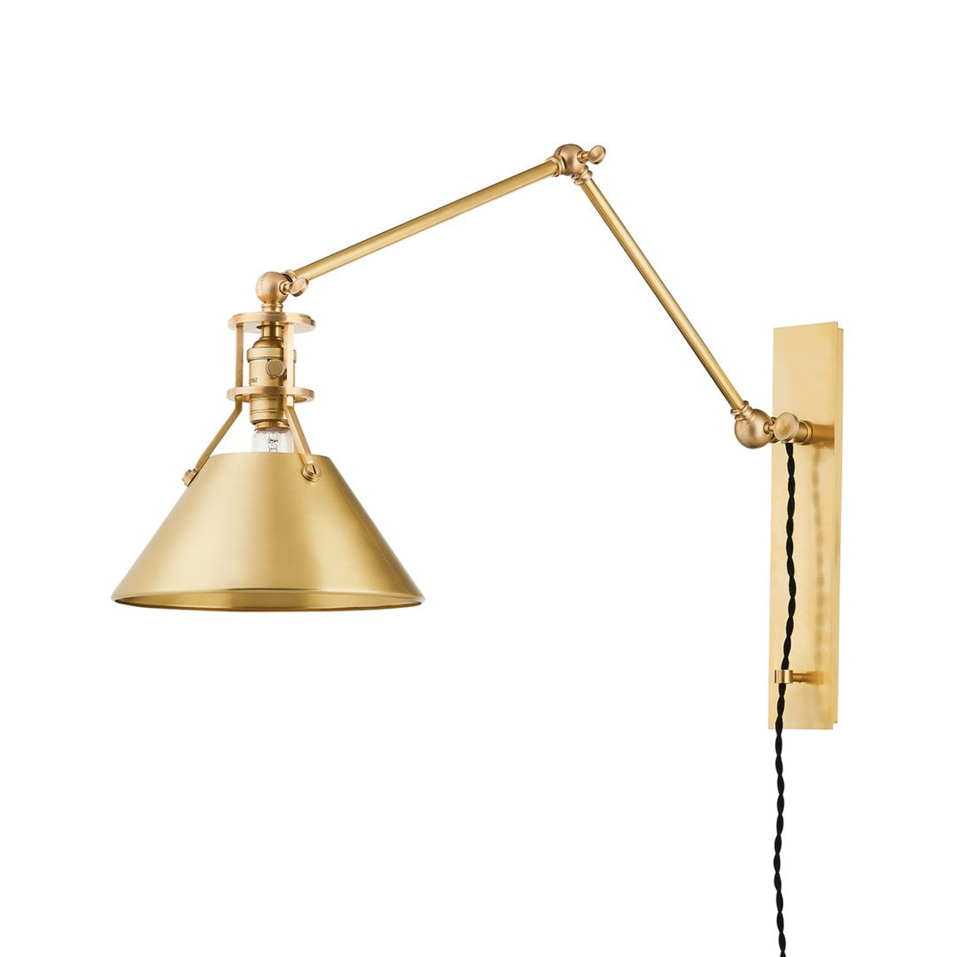 METAL NO.2 Plug-In Wall Sconce by Mark D. Sikes LIGHTING - sconce Hudson Valley Lighting Aged Brass