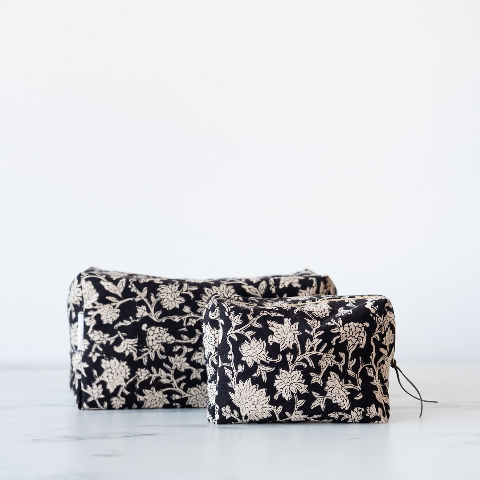 Floral block print toiletry bags