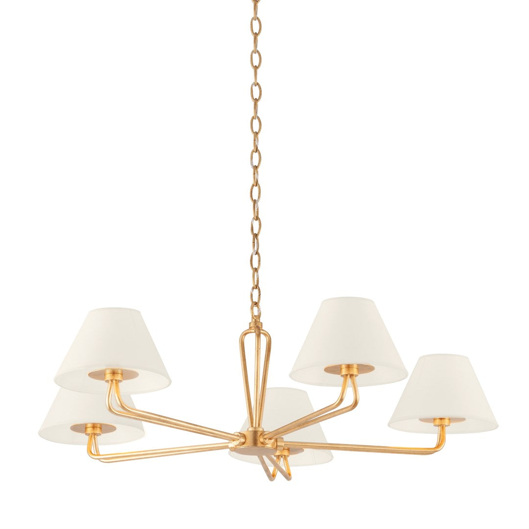 Ozias Chandelier 5 Shade Gold Leaf - Rug & Weave