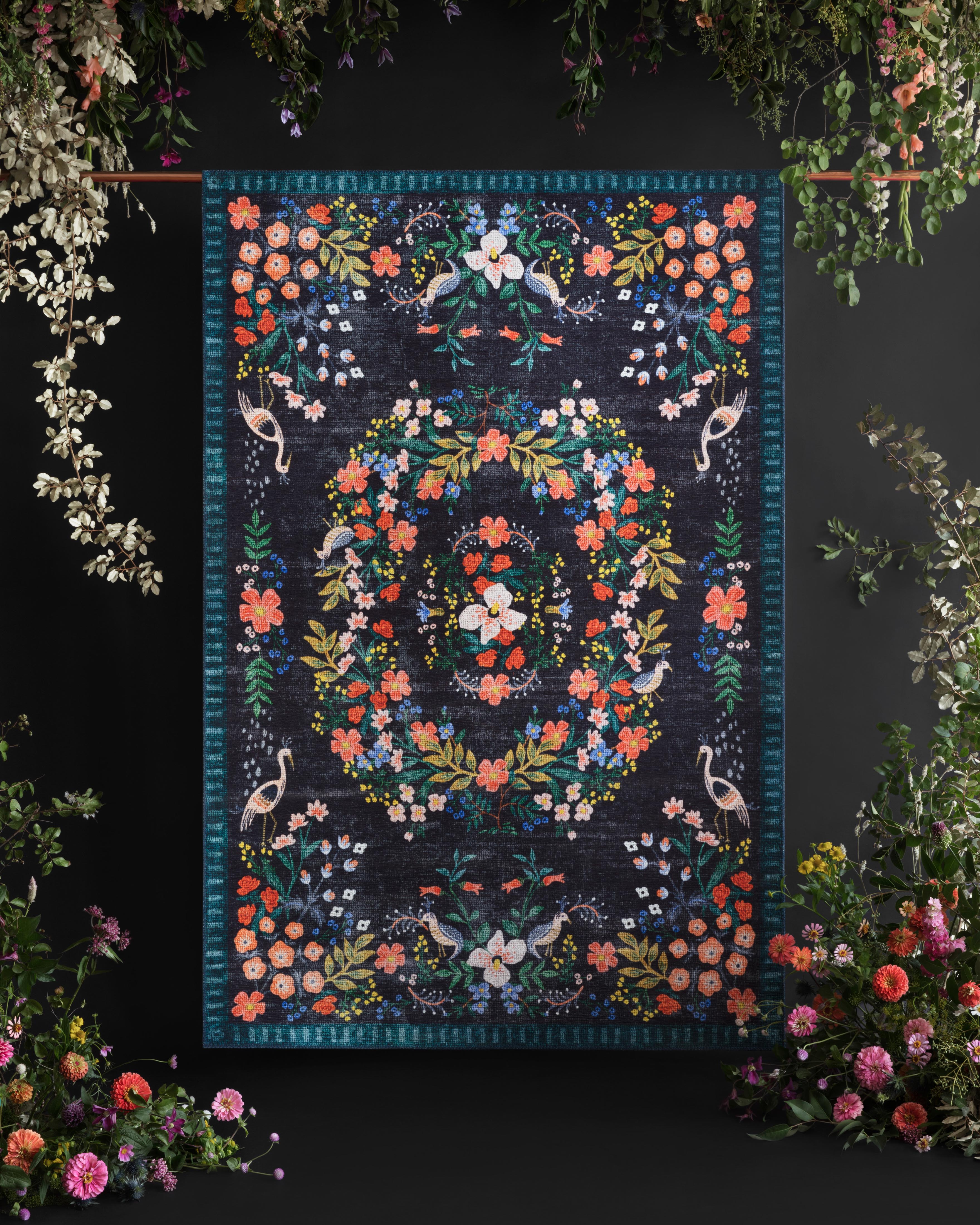 Rifle Paper Co. x Loloi Palais Black / Multi Rug 2-patterned rugs Loloi