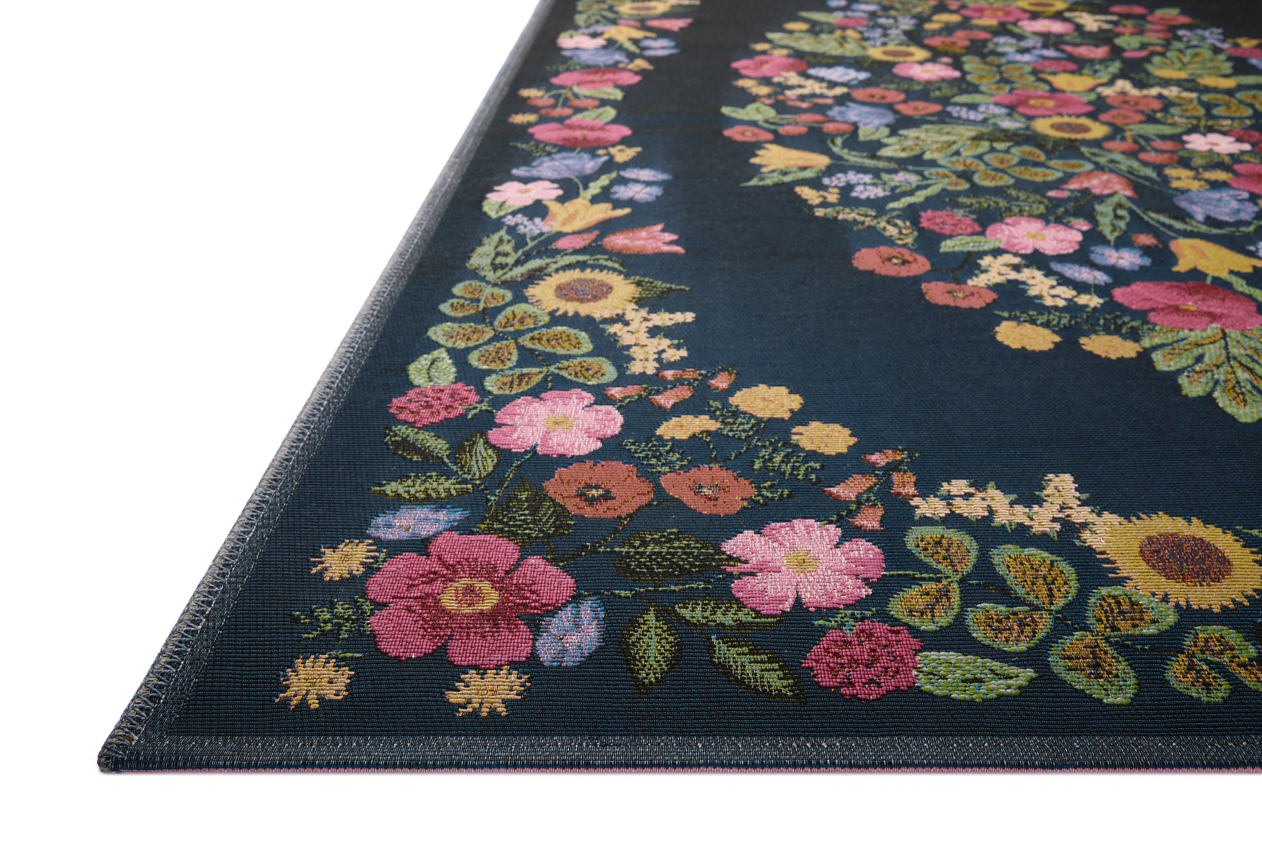 Rifle Paper Co. x Loloi Perennial Blossom Navy Rug 5-Rugs - indoor/outdoor Loloi