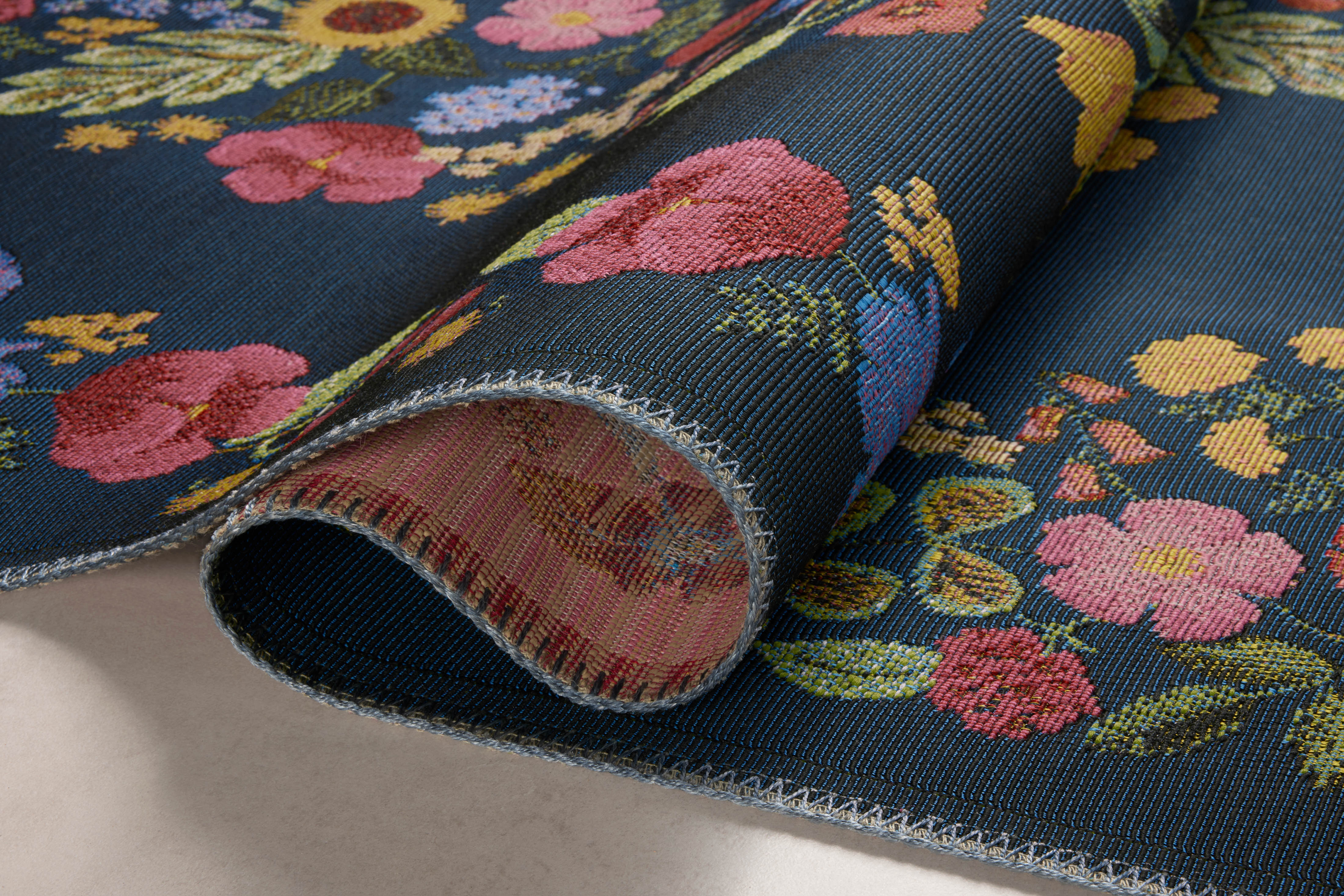 Rifle Paper Co. x Loloi Perennial Blossom Navy Rug 5-Rugs - indoor/outdoor Loloi